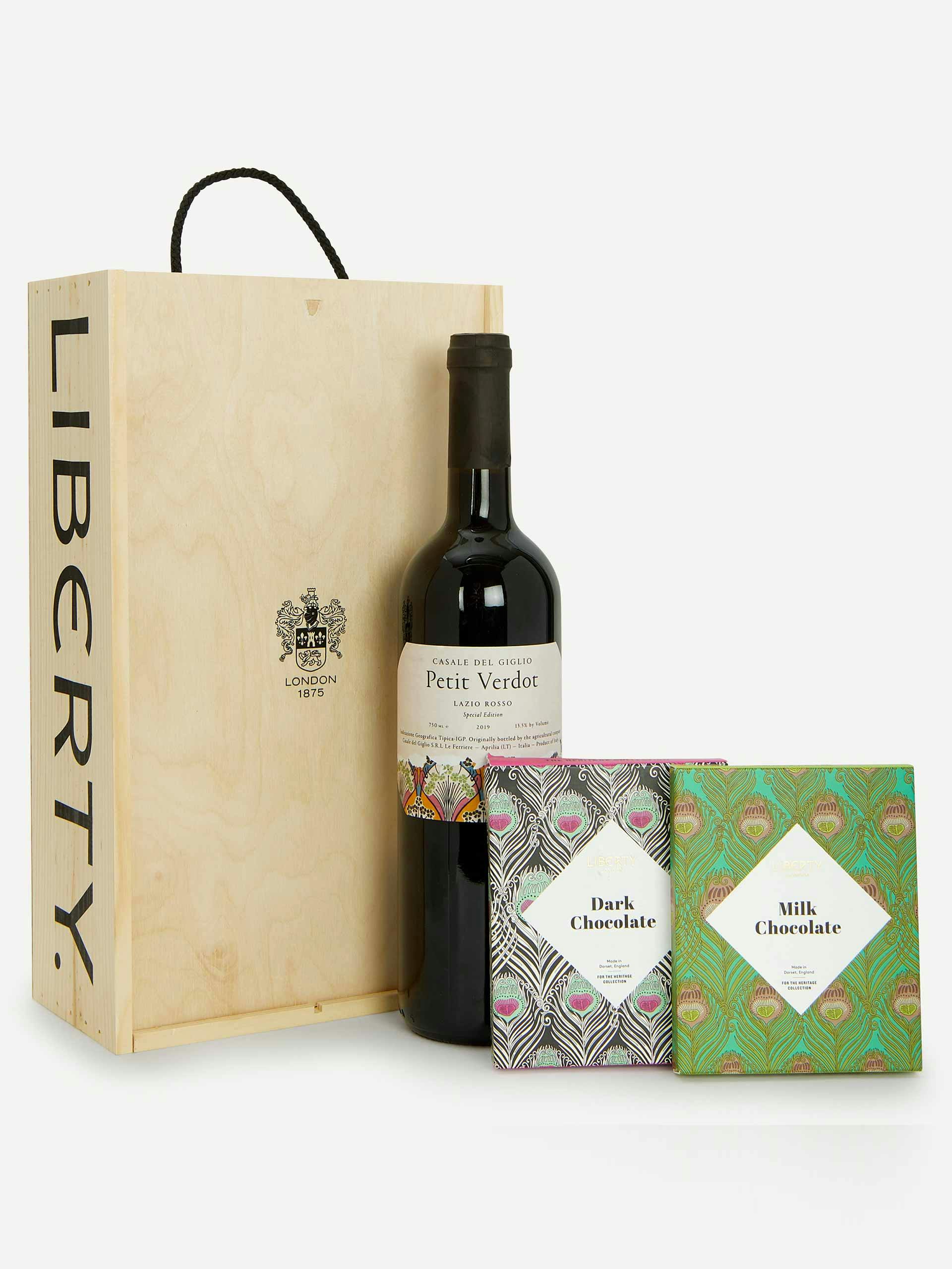Wine and chocolate gift box
