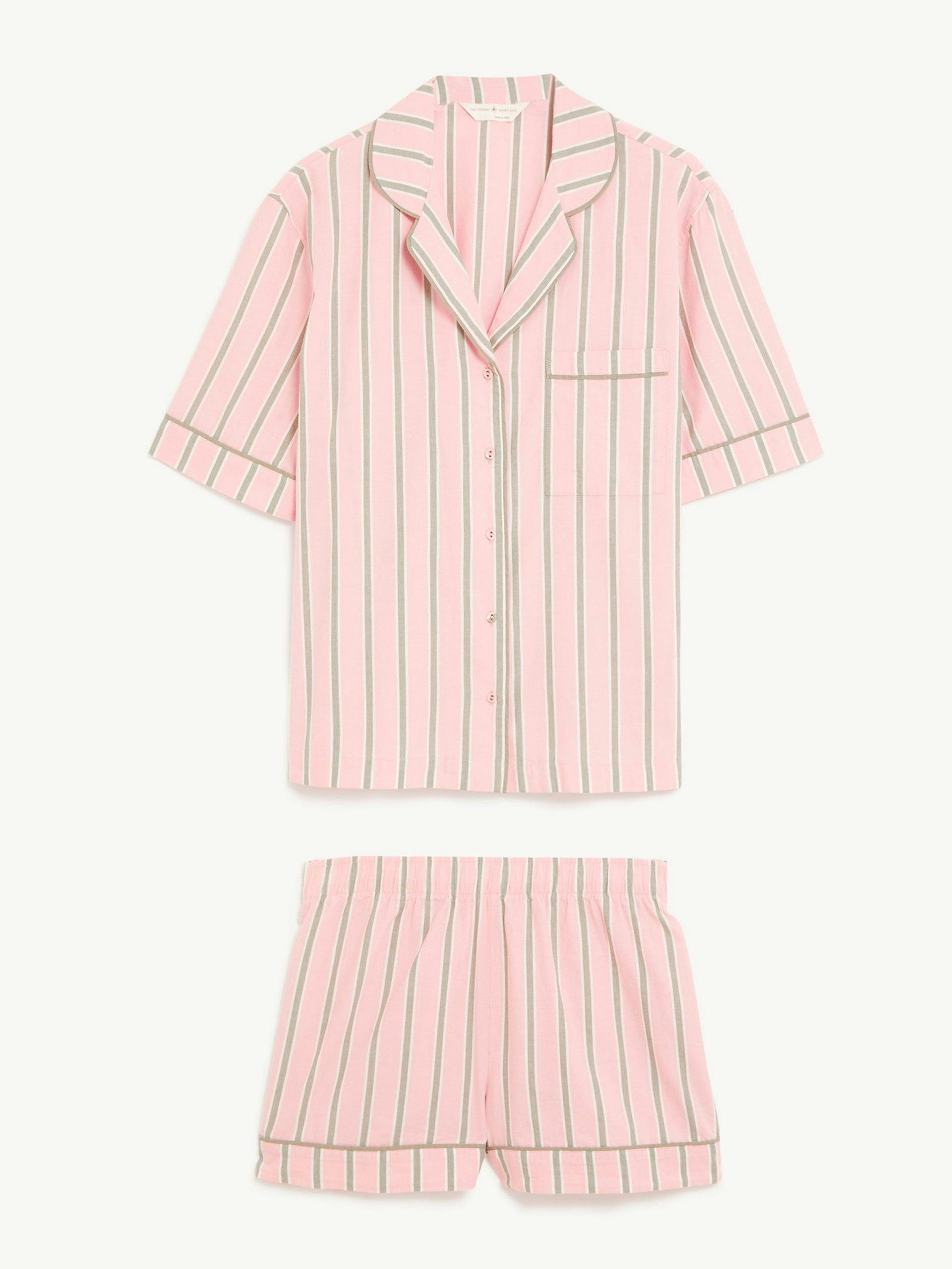 Pink cotton stripe pyjama set