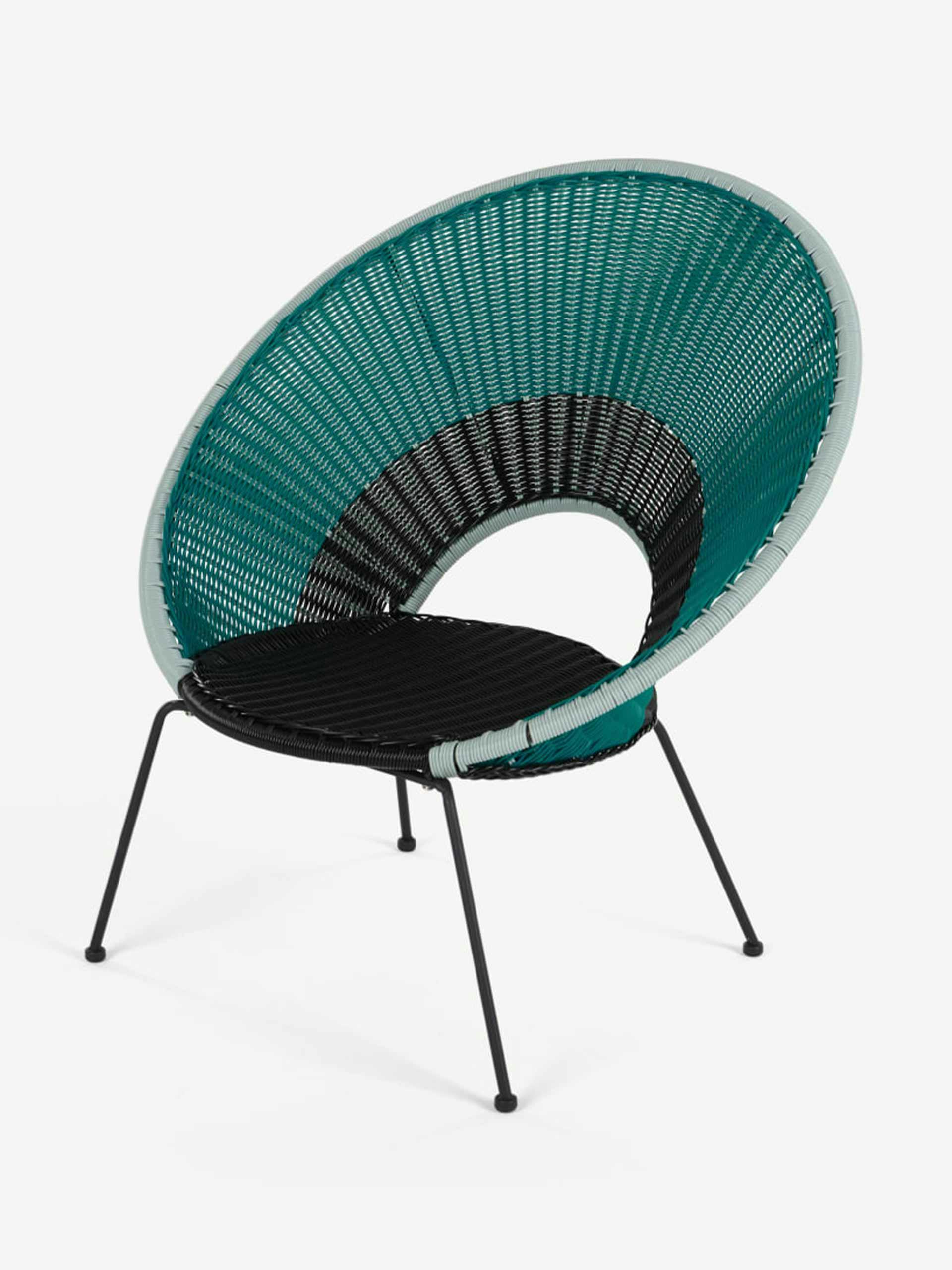 Blue woven lounge chair