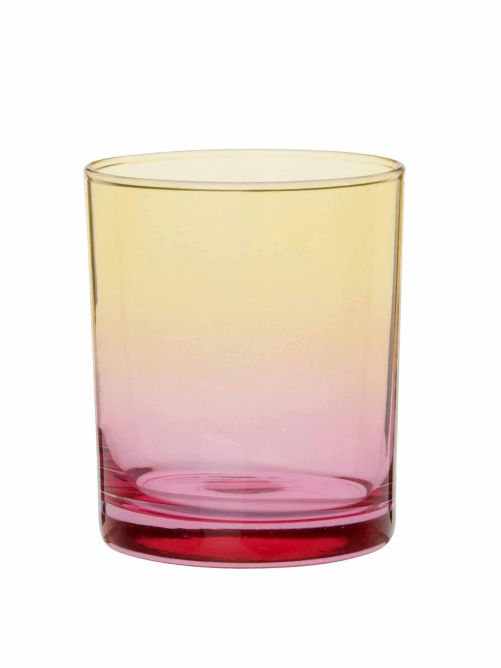 Pink and yellow ombré glass tumblers - set of six