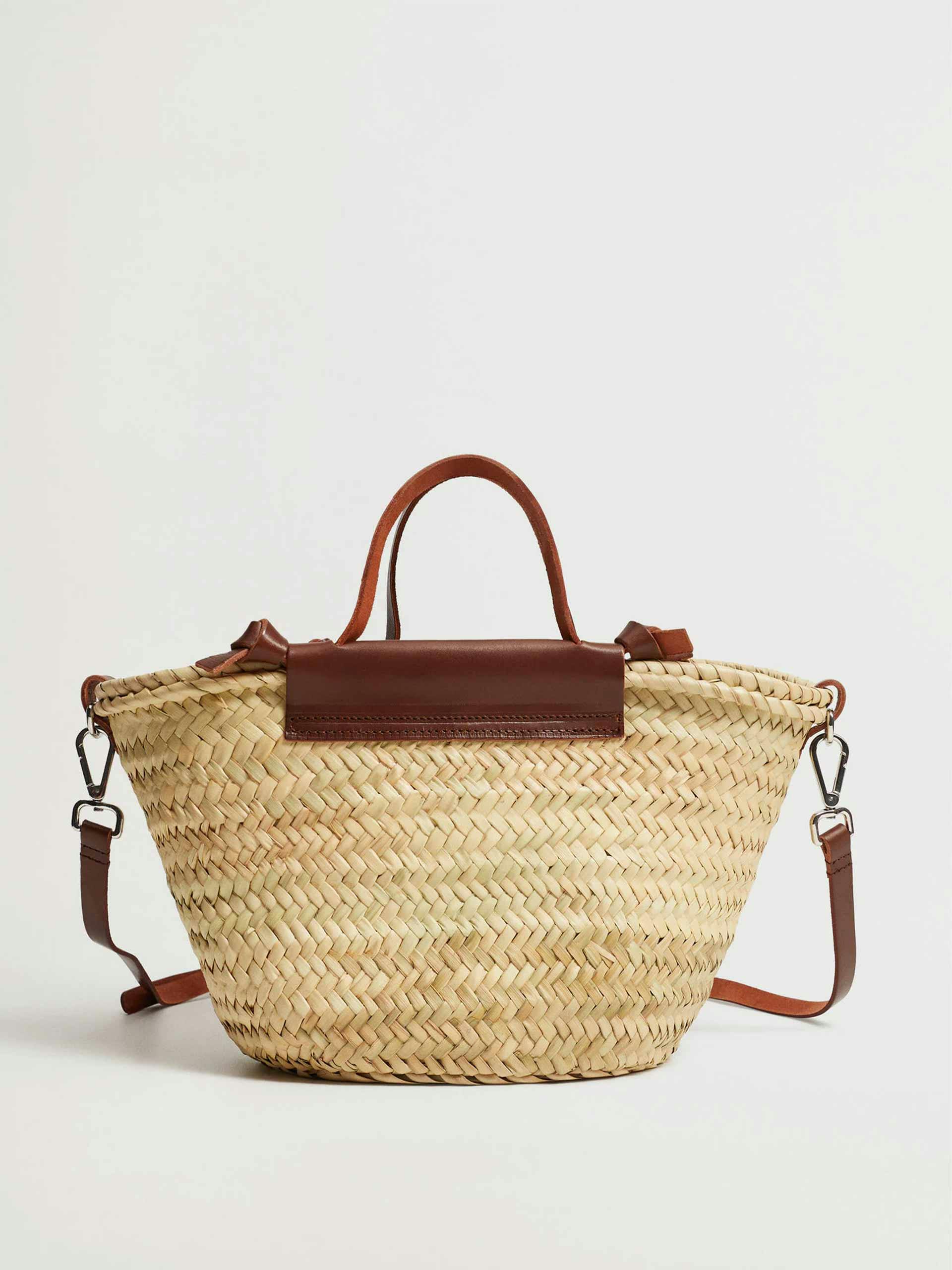 Dark brown leather handmade basket bag