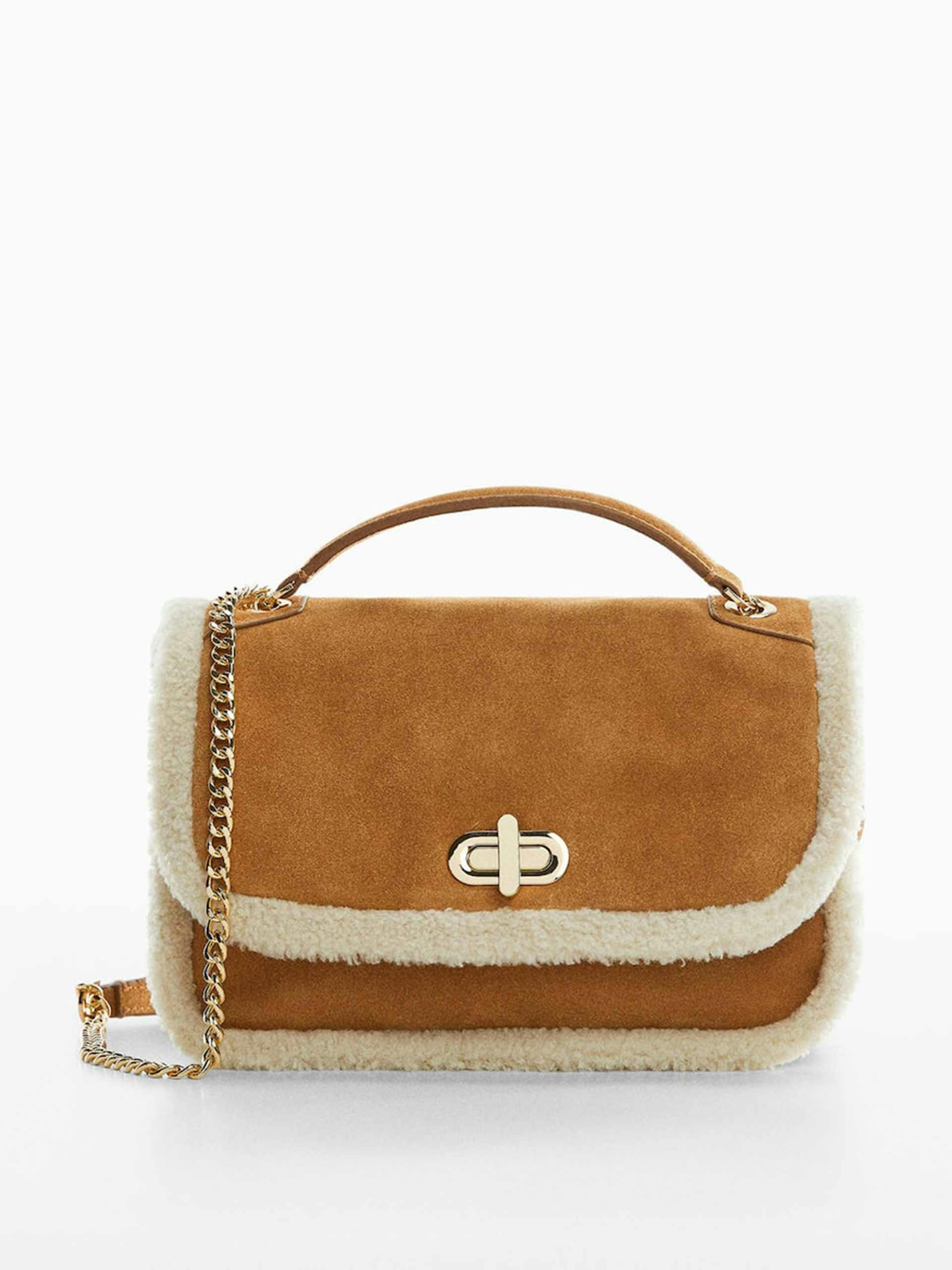 Shearling-effect leather bag