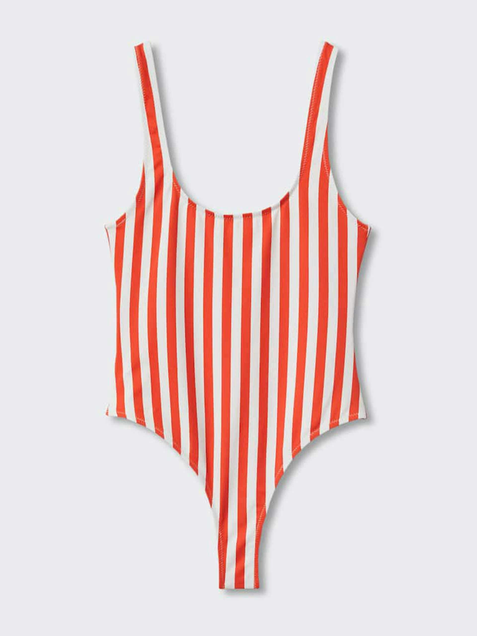 Red and white striped swimsuit