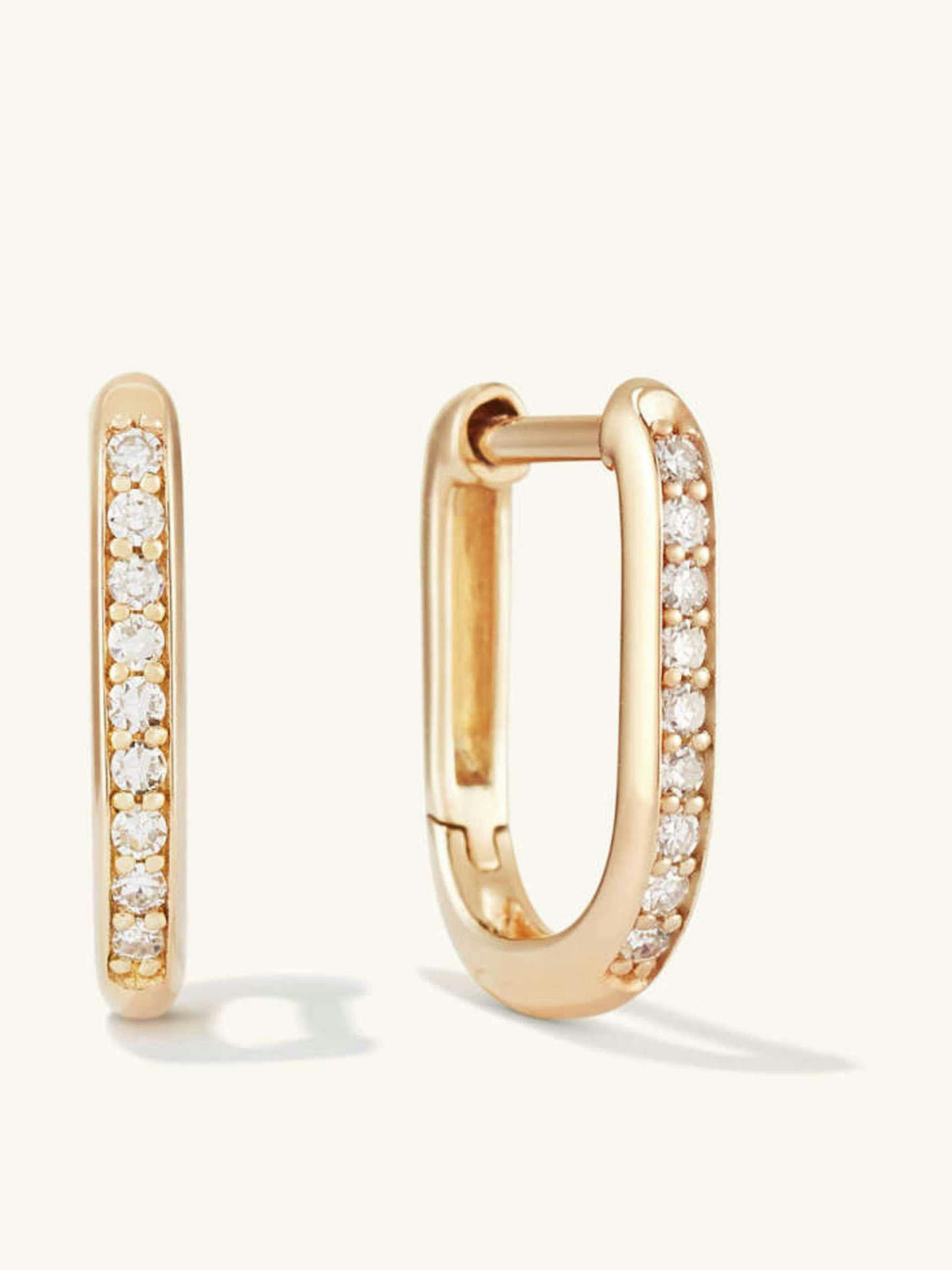 Yellow gold and diamond hoops