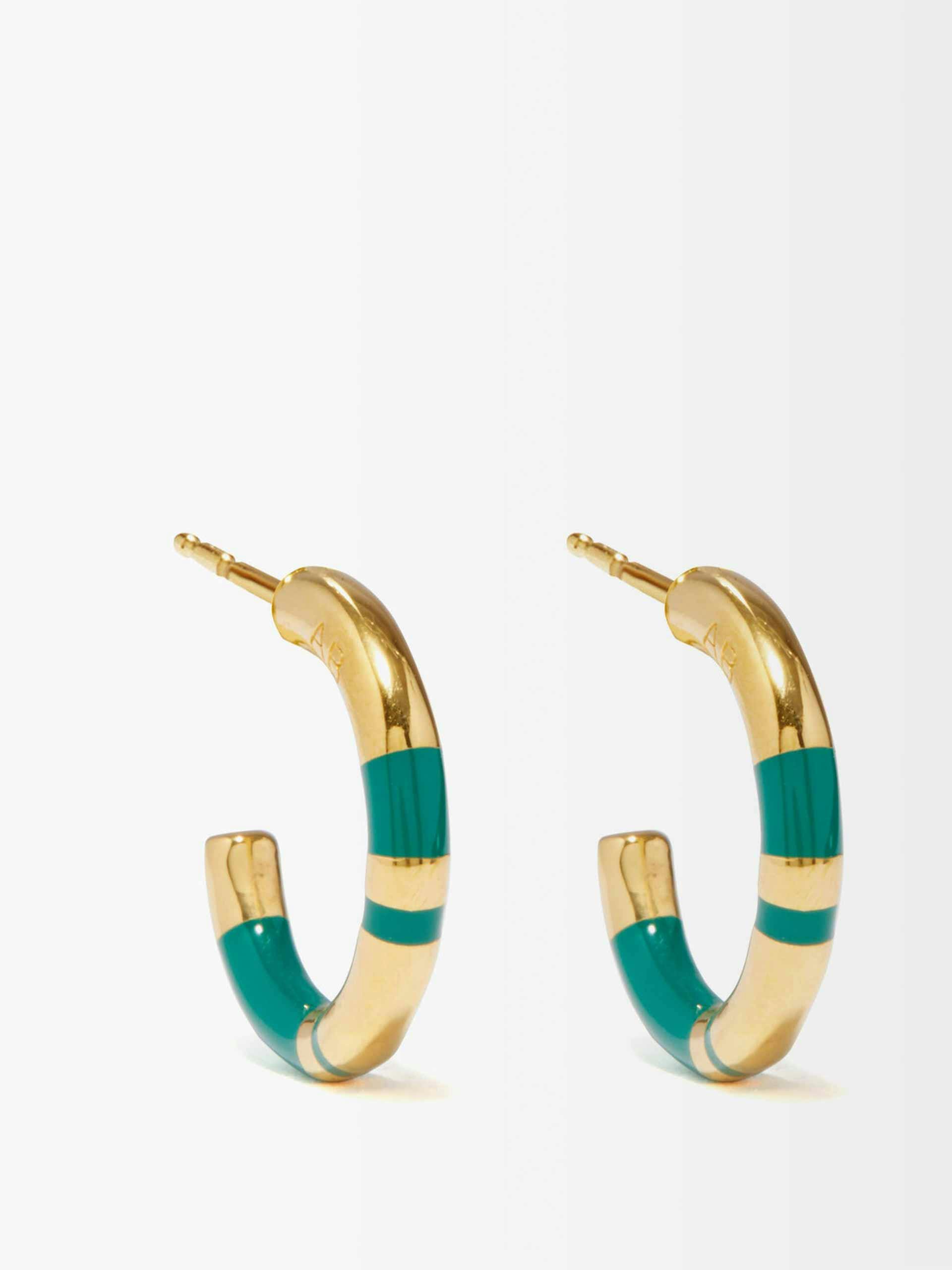 Resin and gold-plated mini hoop earrings