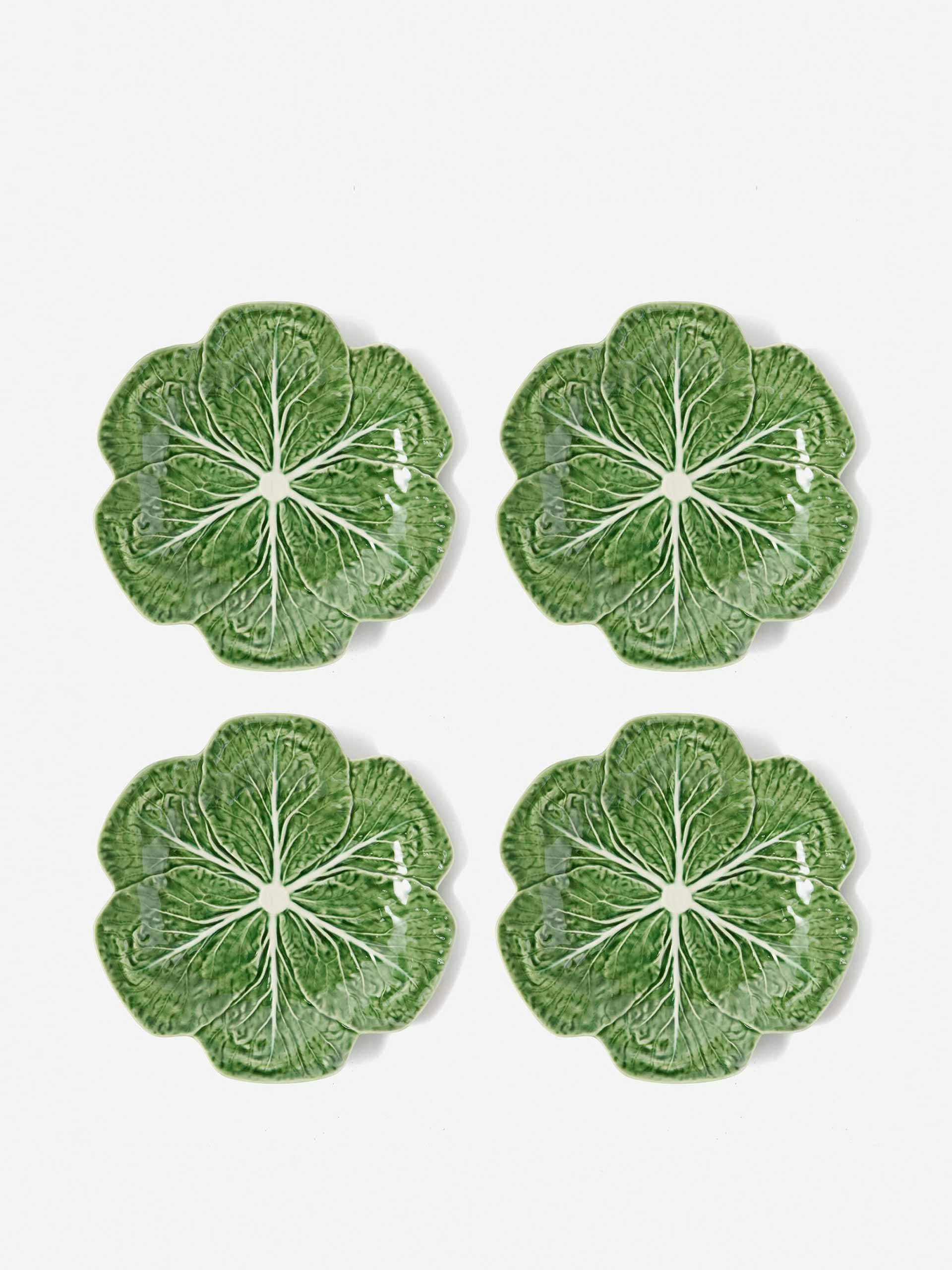 Set of four cabbage earthenware plates