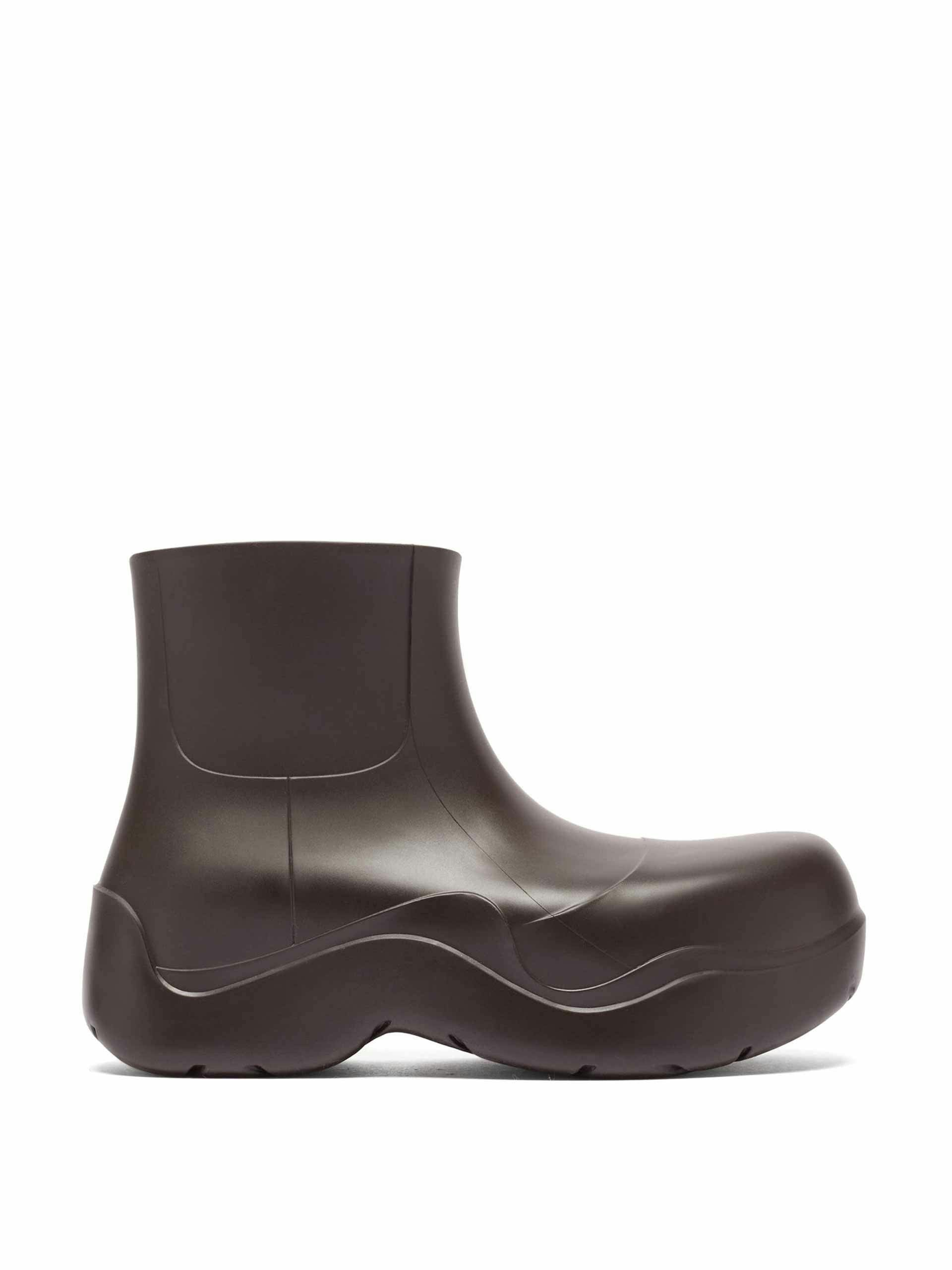Brown rubber ankle boots
