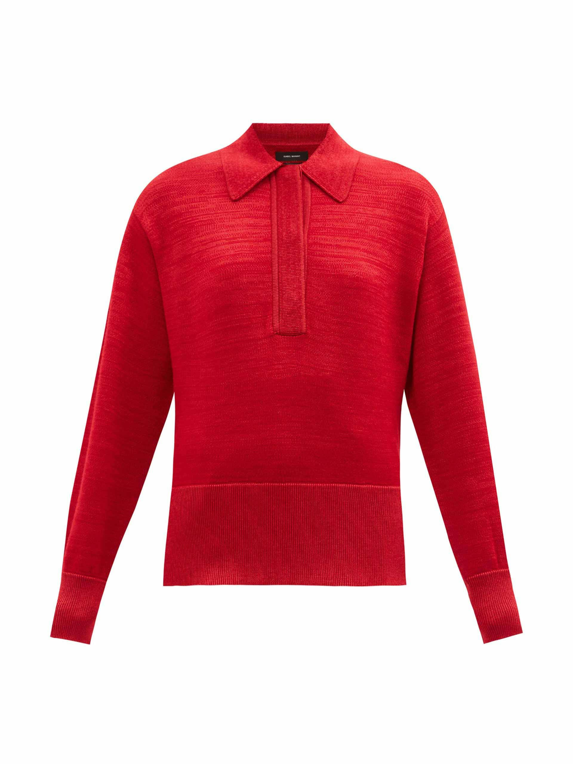 Red polo sweater