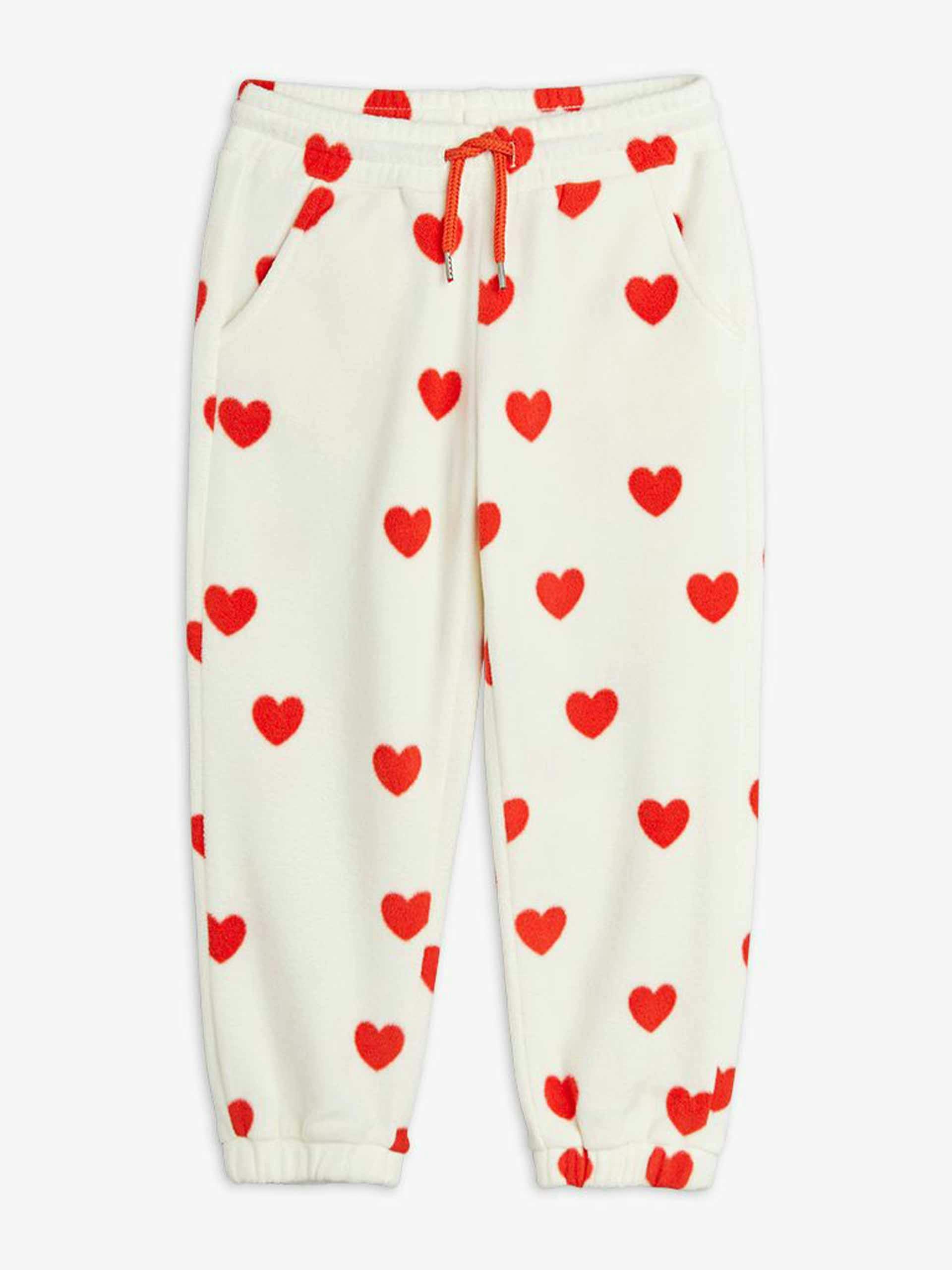 Heart print fleece trousers