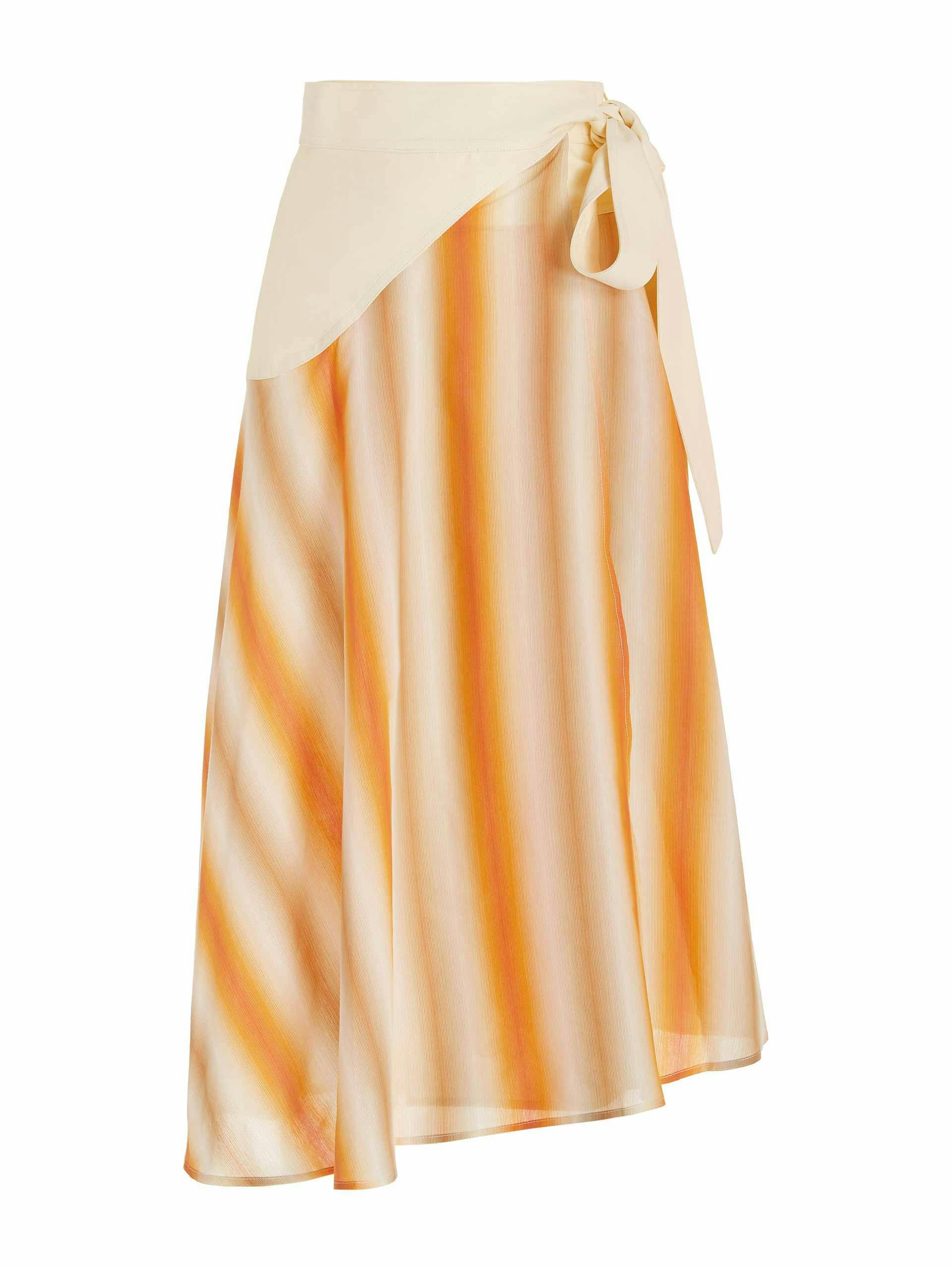 Orange and cream ombré stripe wrap skirt