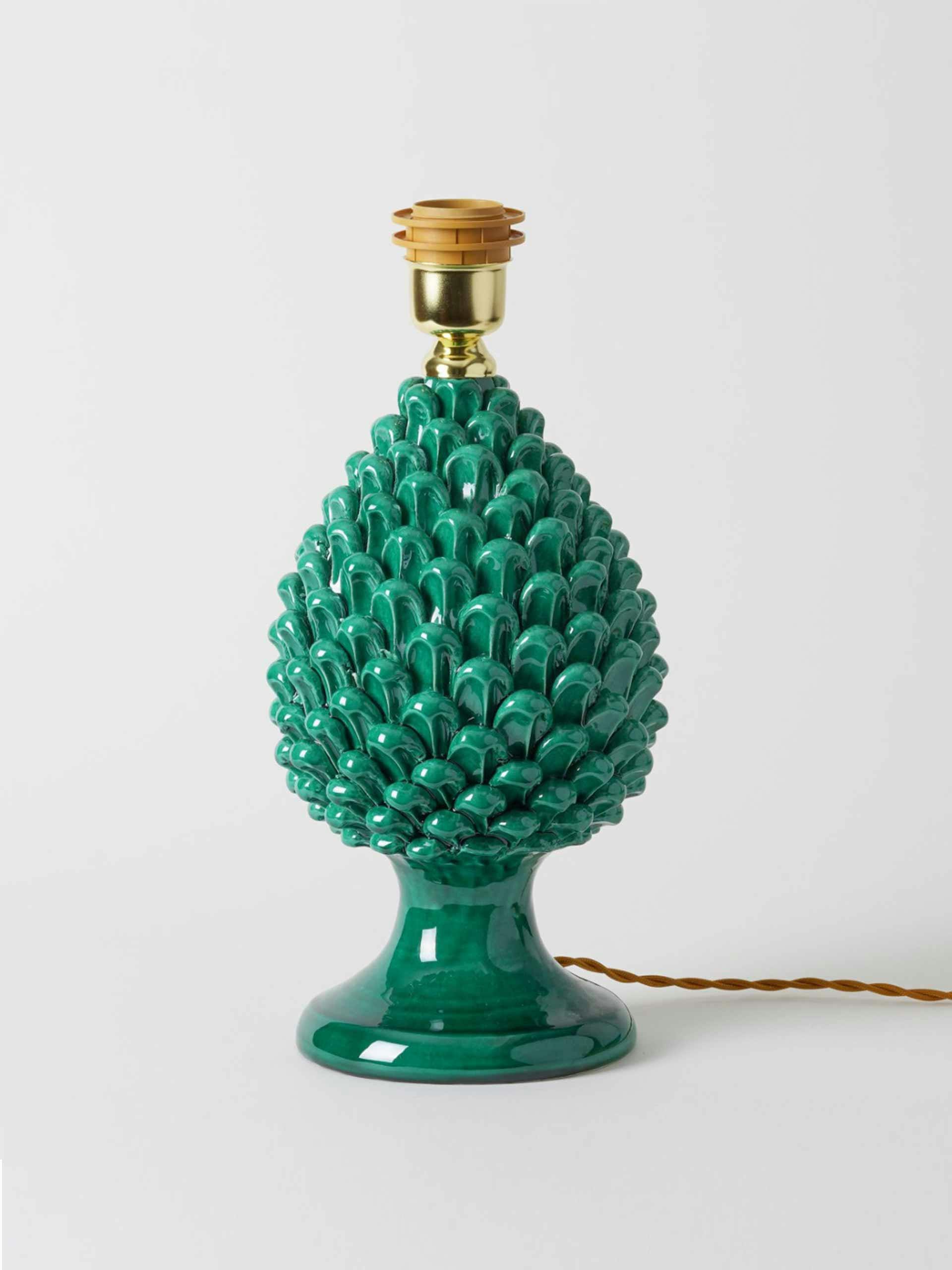 Green pine cone lamp base