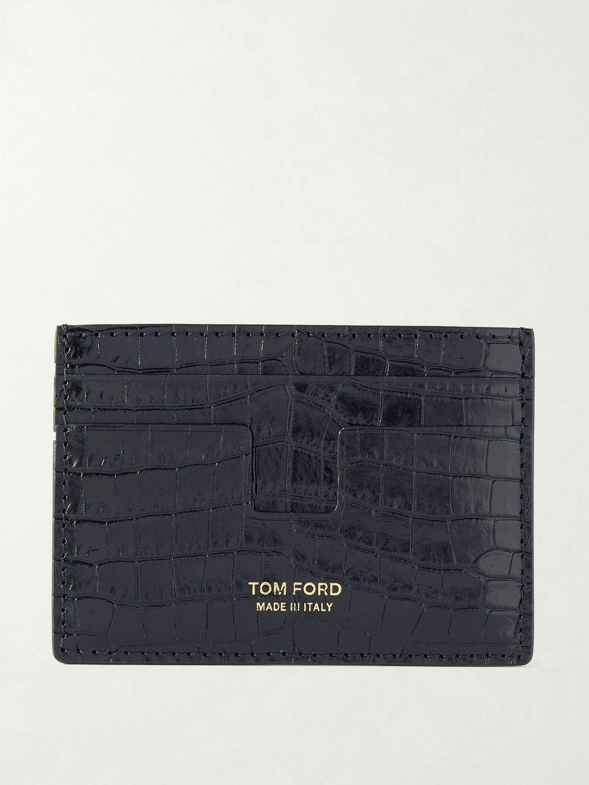 Croc-effect leather cardholder