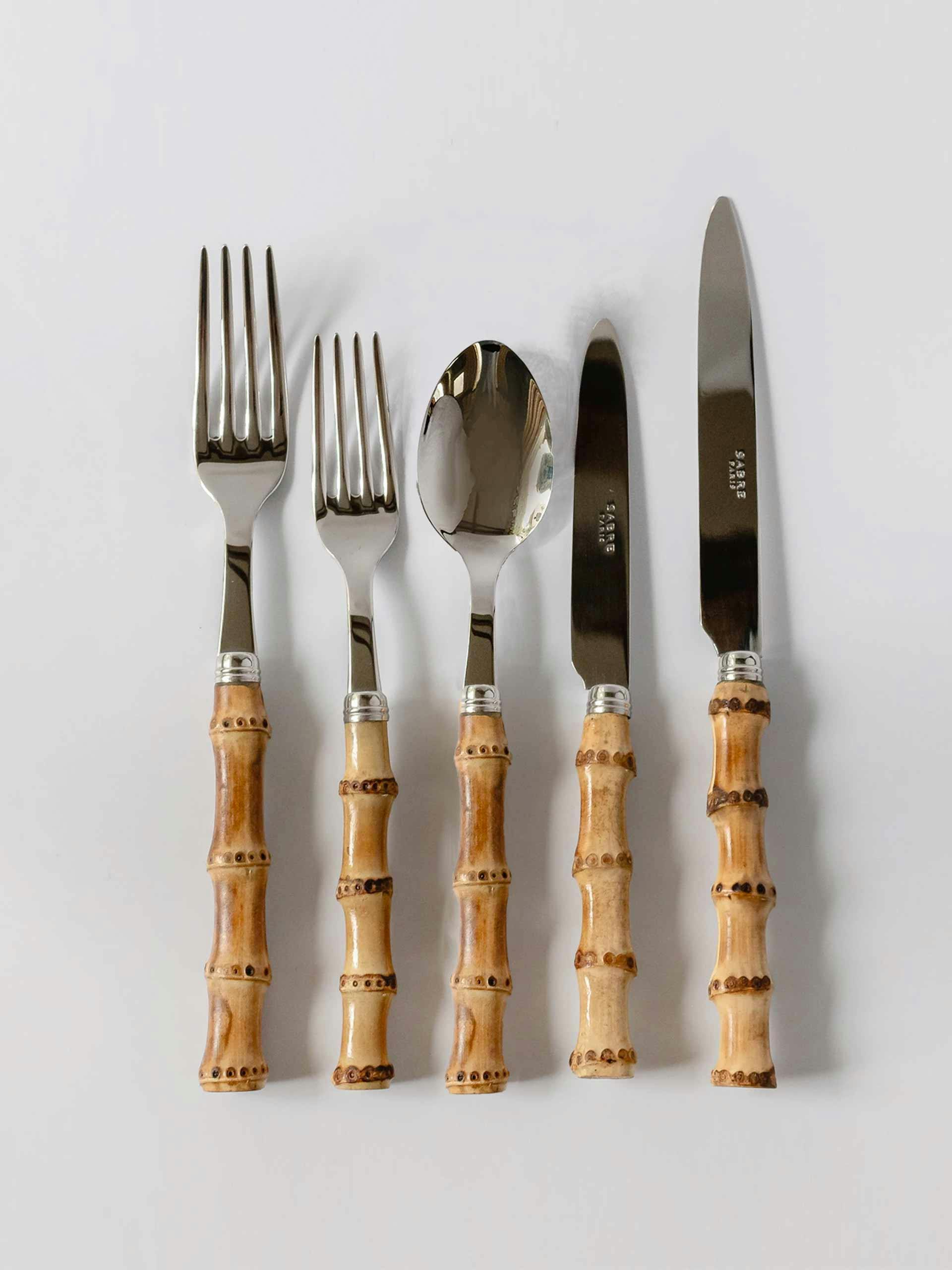 5 piece bamboo cutlery set