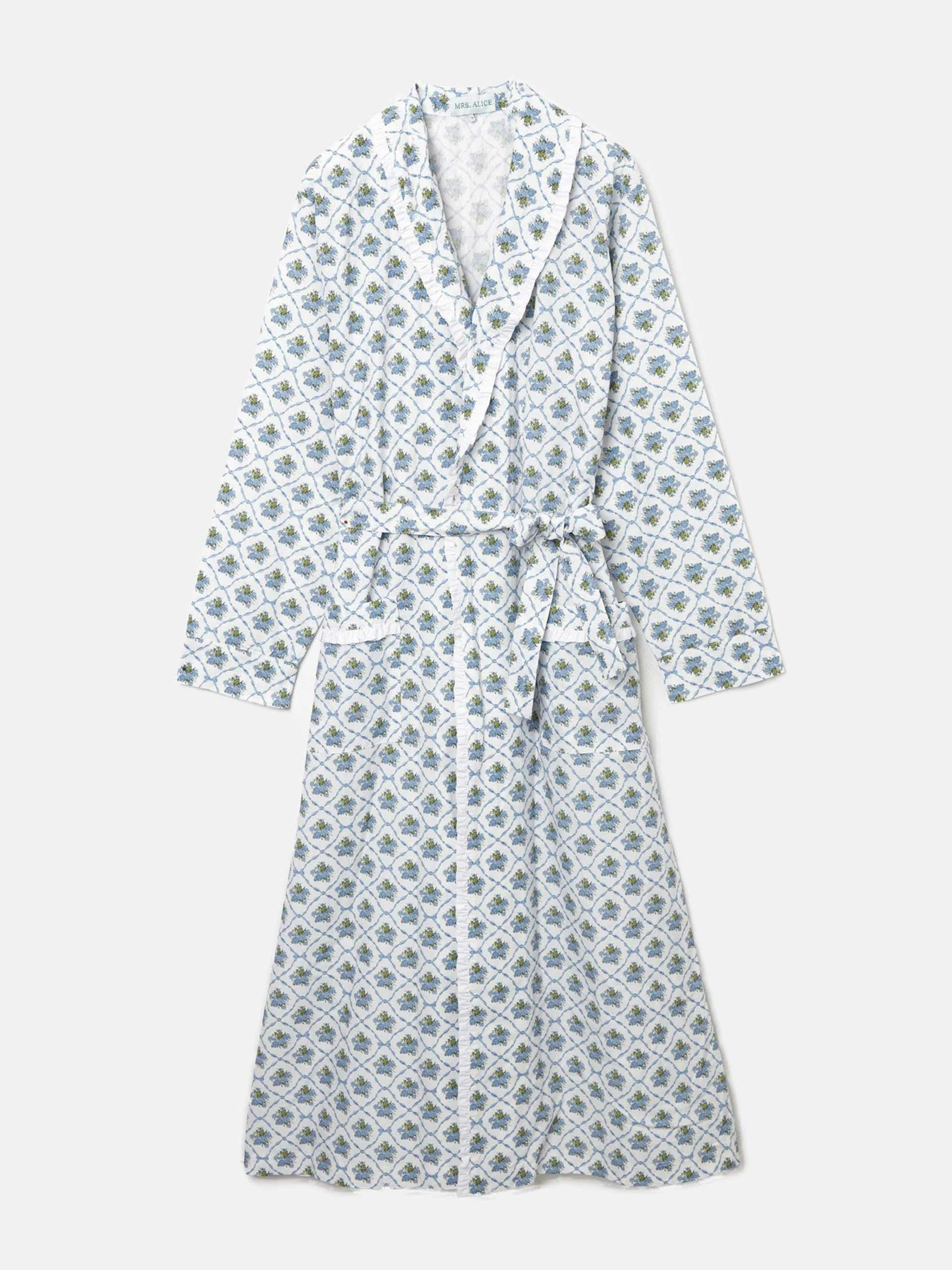 Blue floral print dressing gown