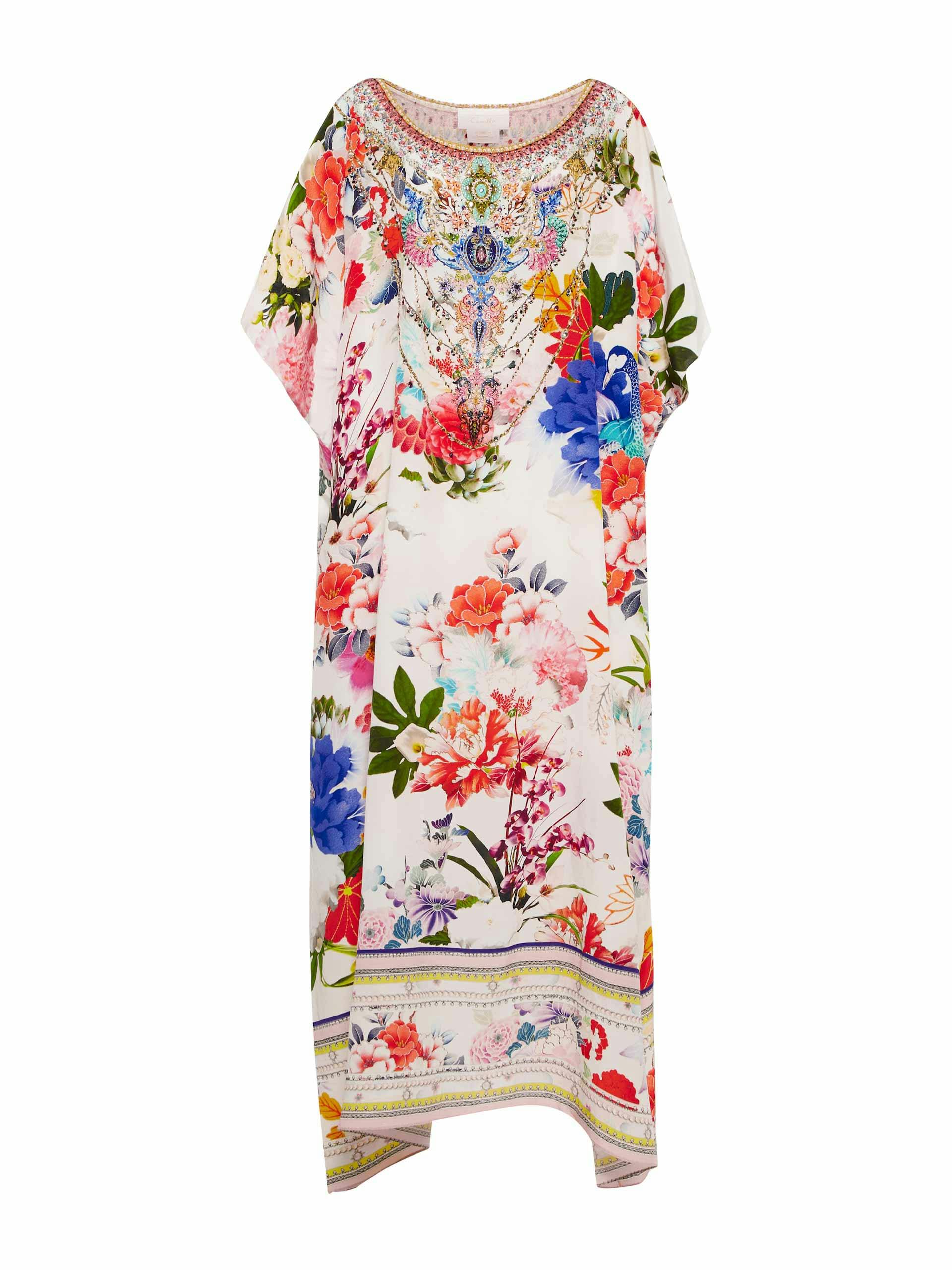 Multi-coloured floral silk maxi dress