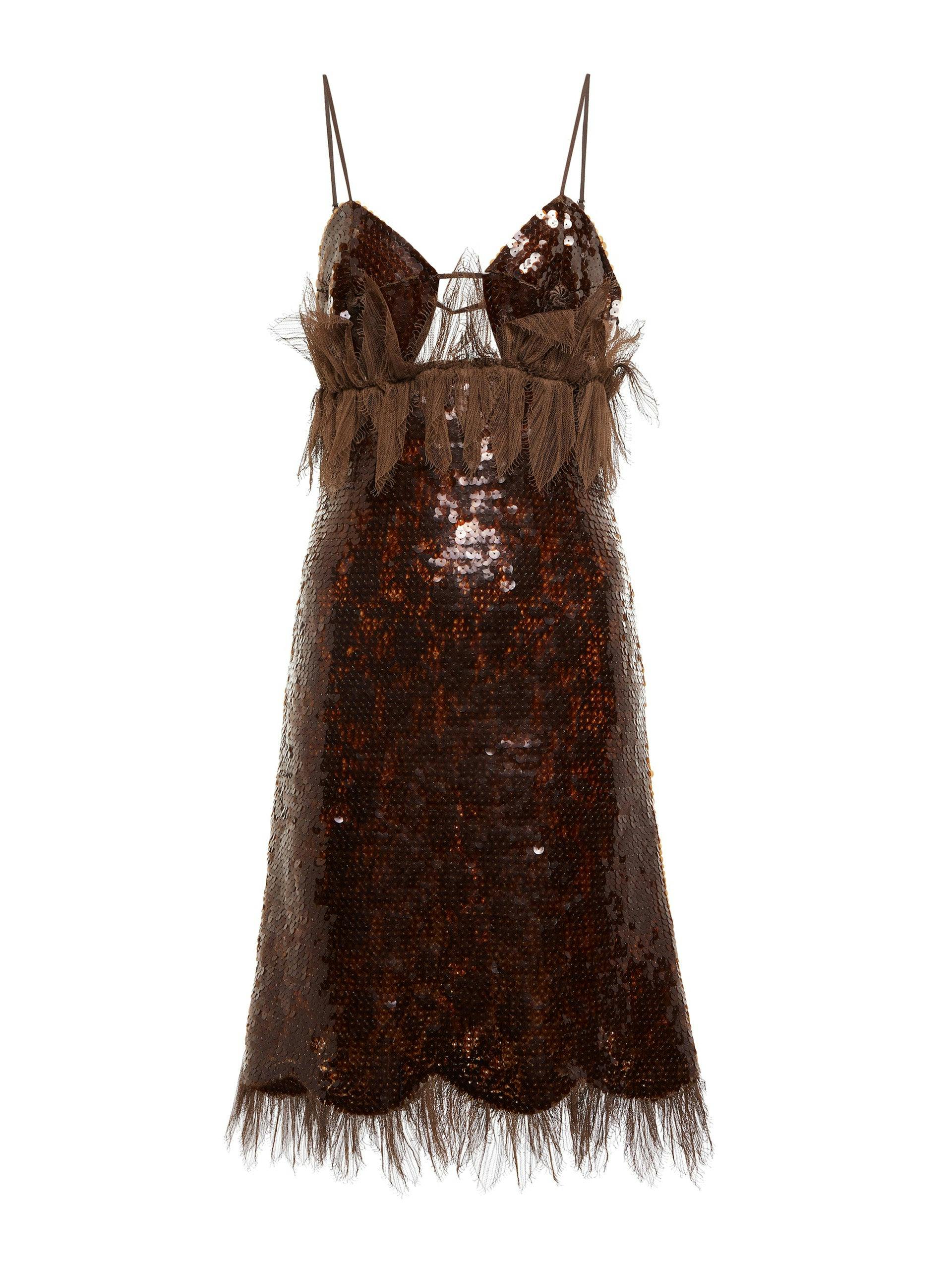 Brown sequined mini dress