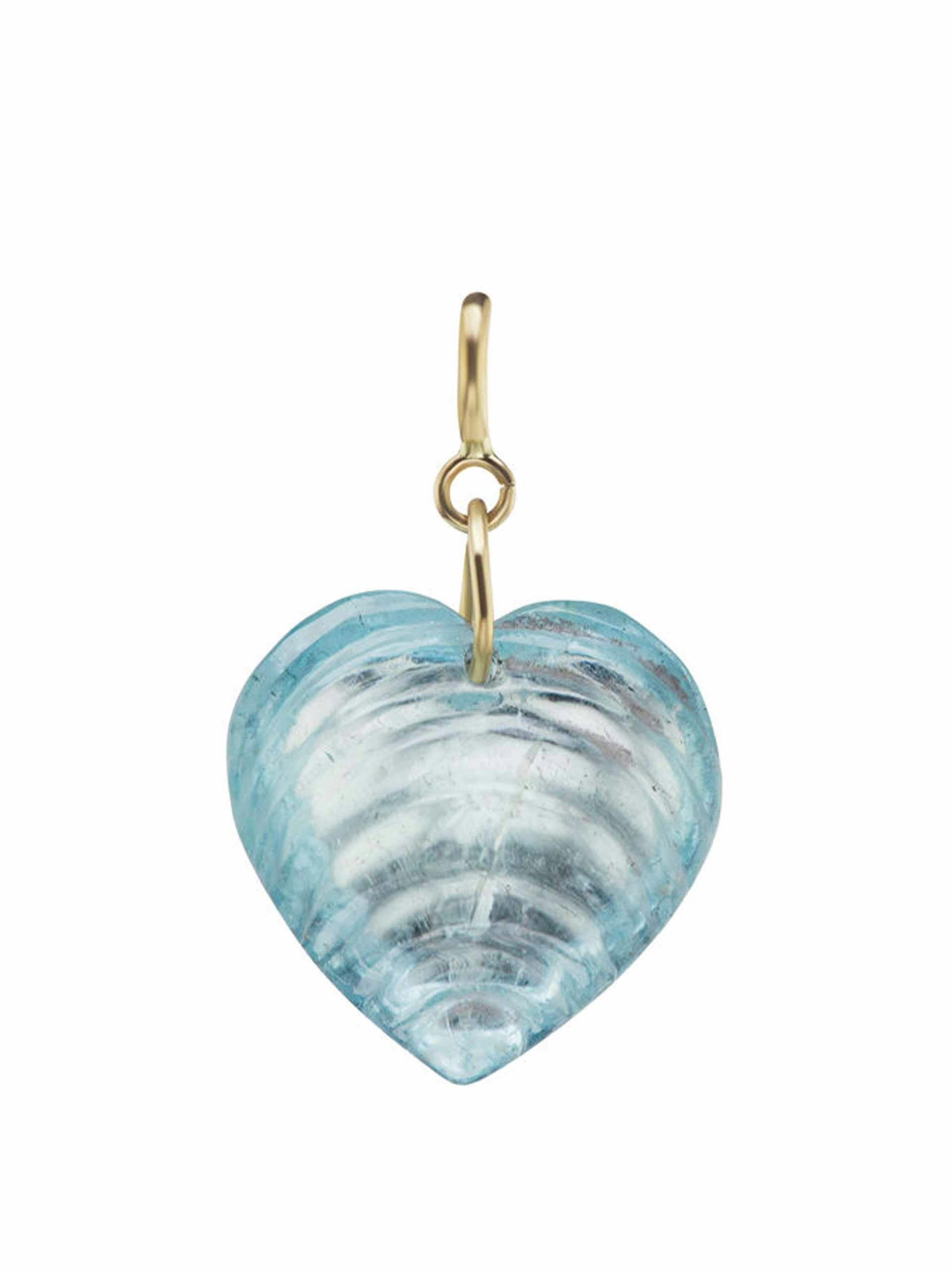 Carved cut aquamarine heart charm