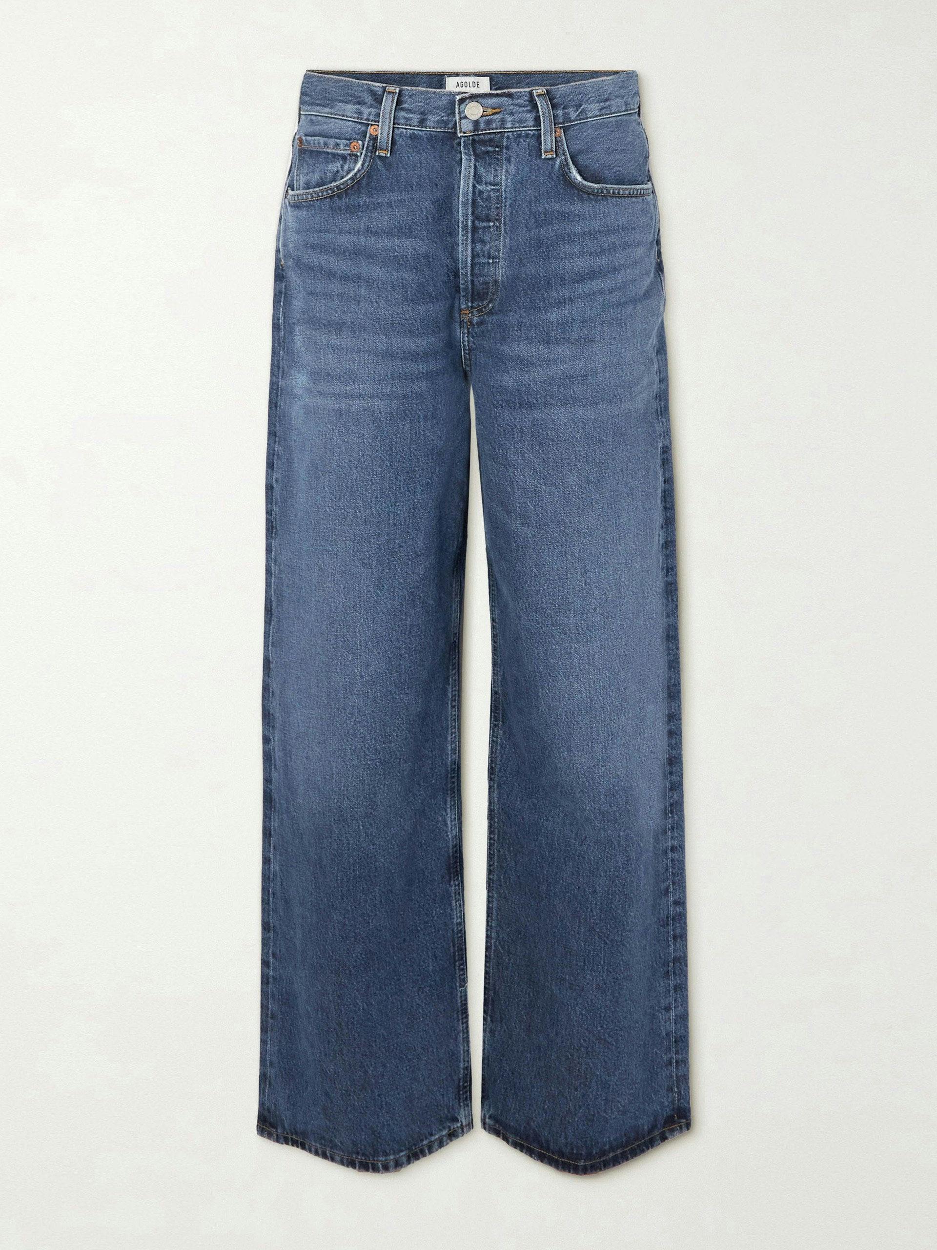 Dark baggy low-rise wide-leg jeans