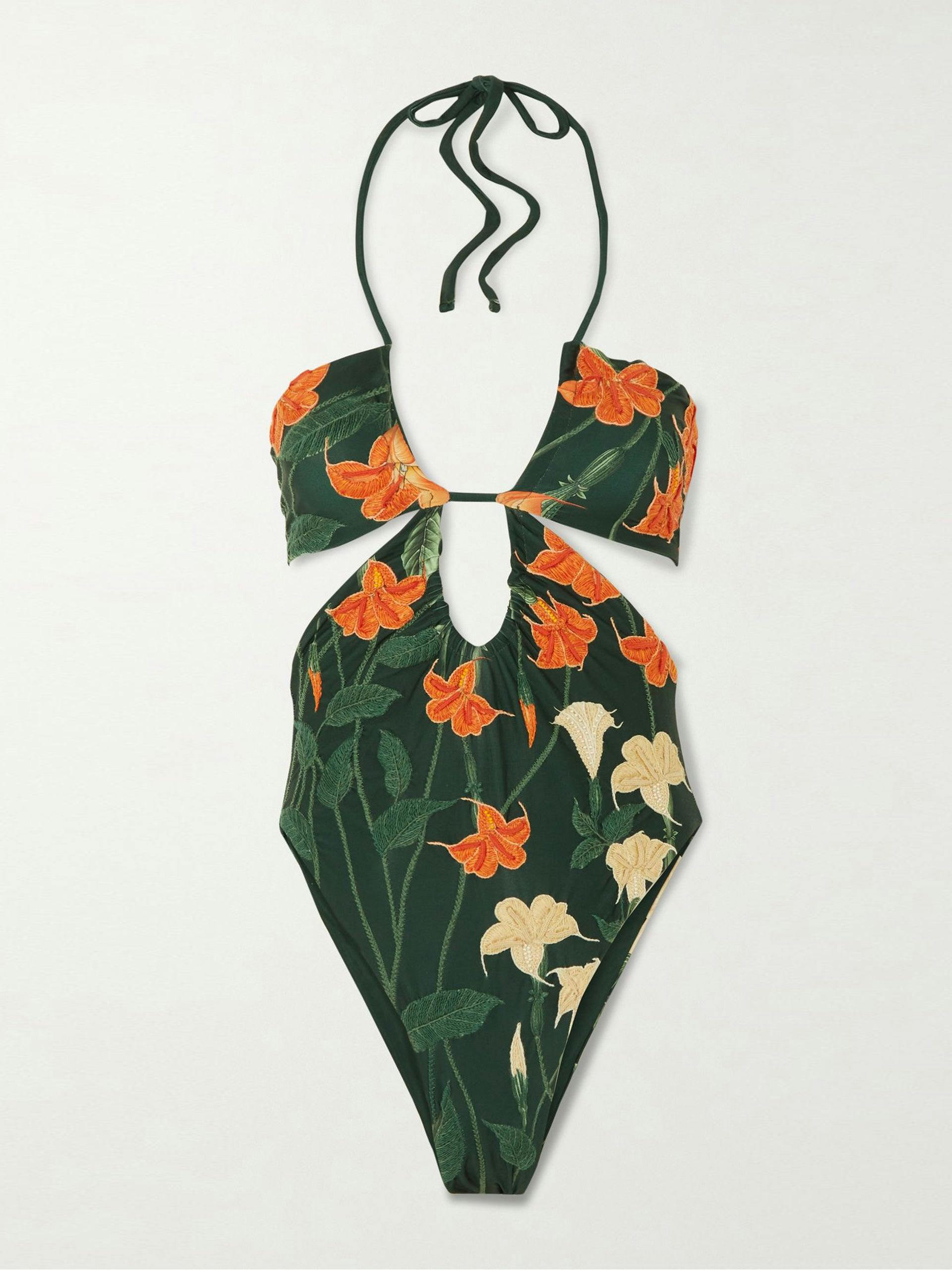 Majorana cutout floral-print recycled swimsuit