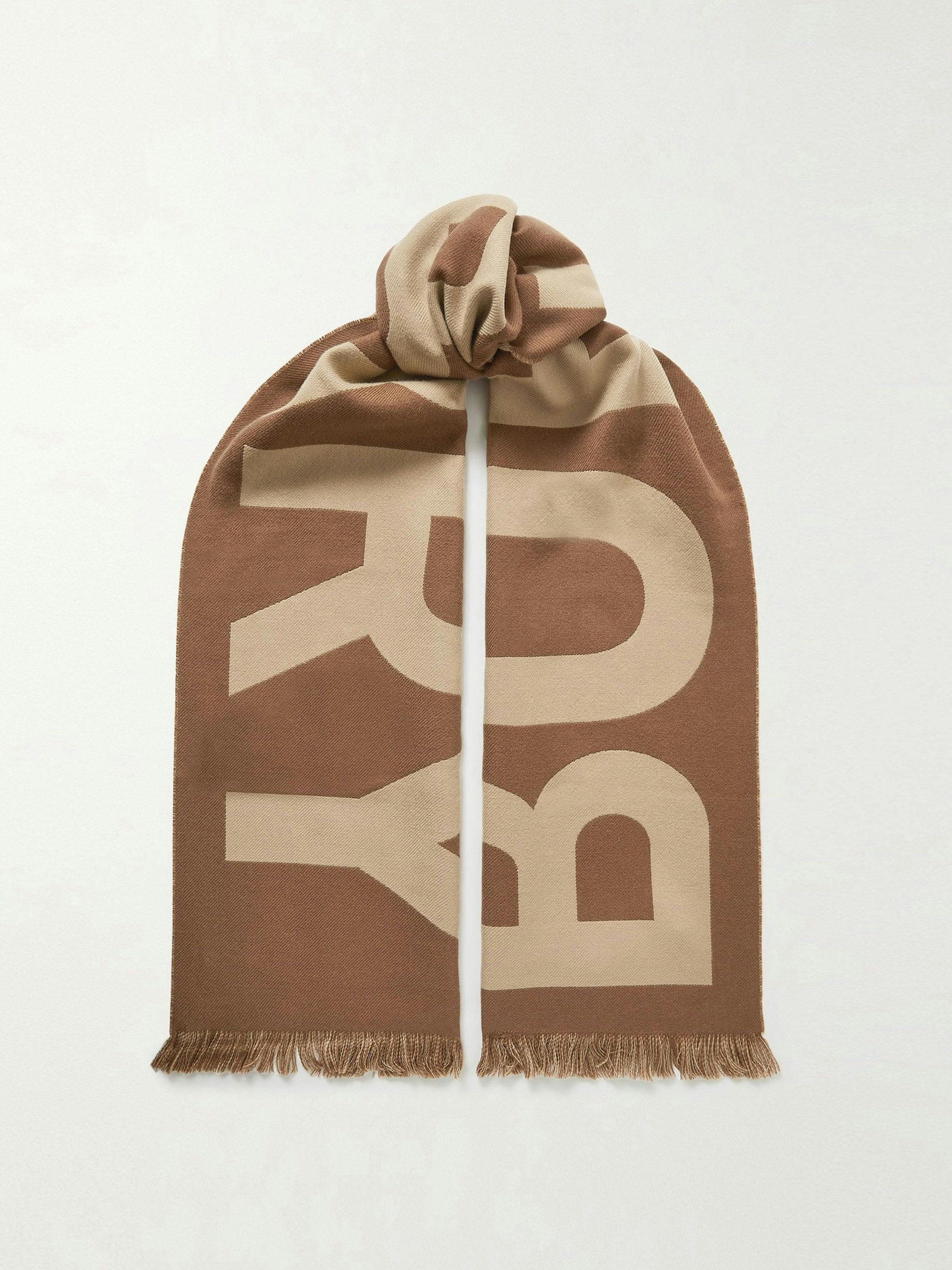Reversible fringed wool-jacquard scarf
