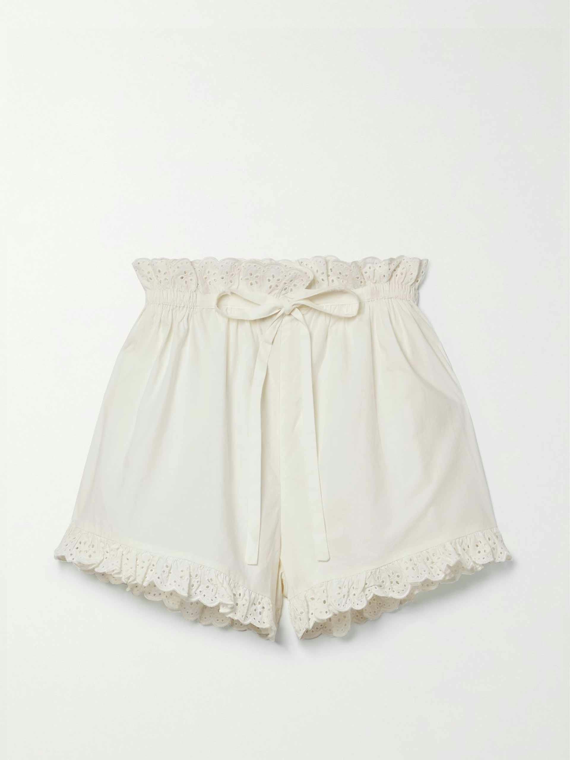 Broderie anglaise-trimmed pyjama shorts