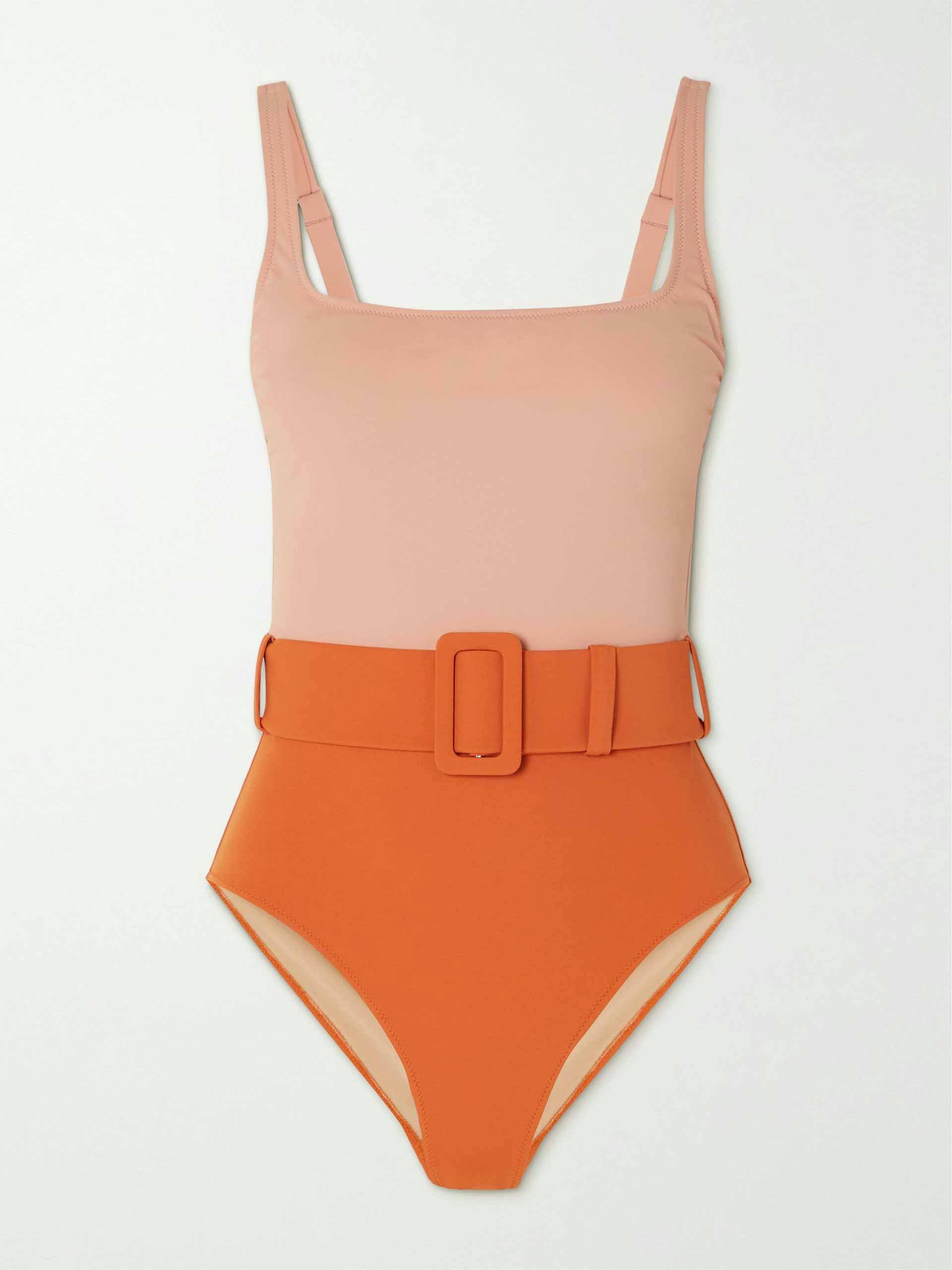 Belted Orange Swimsuit