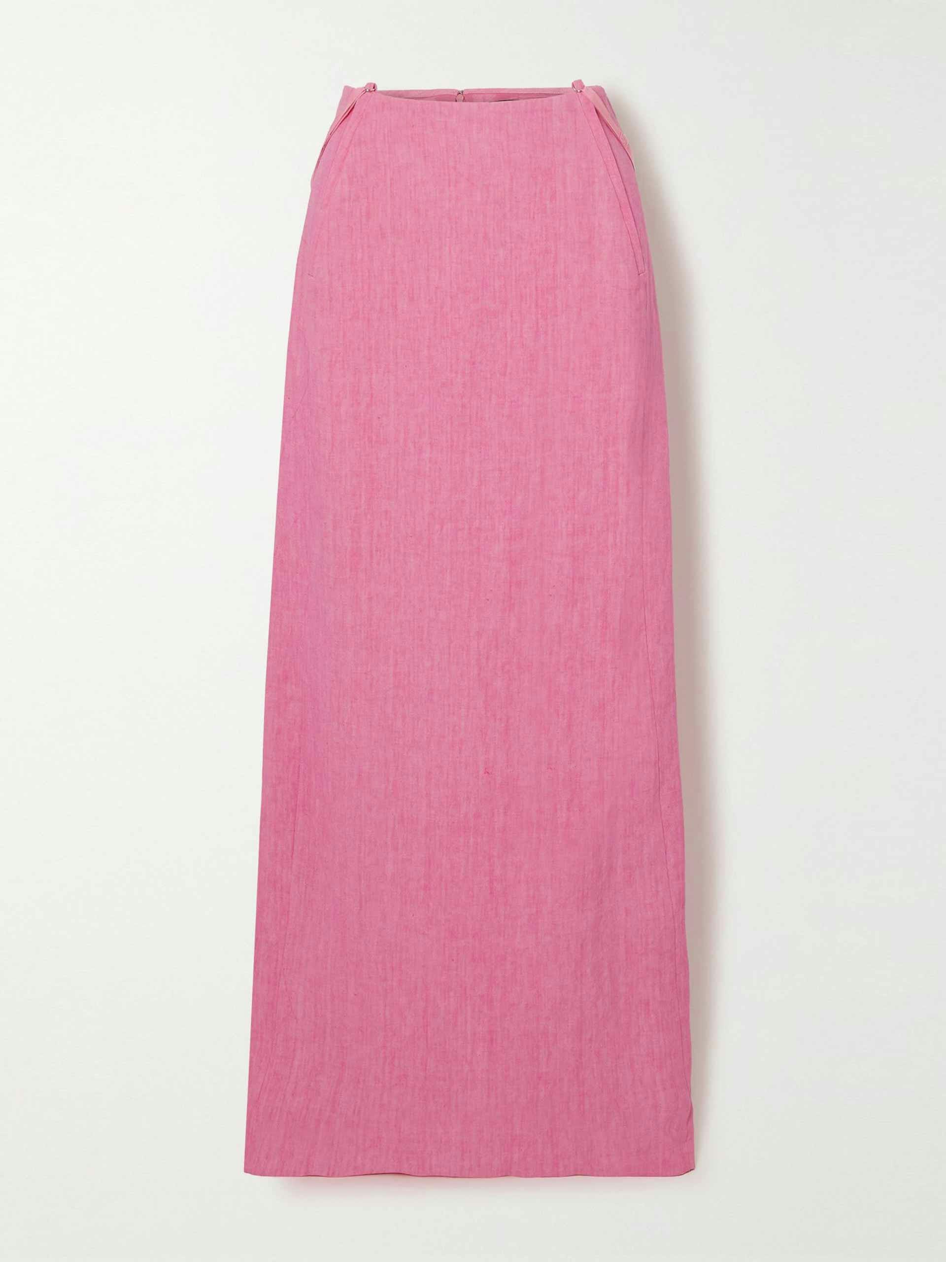 Pink linen maxi skirt