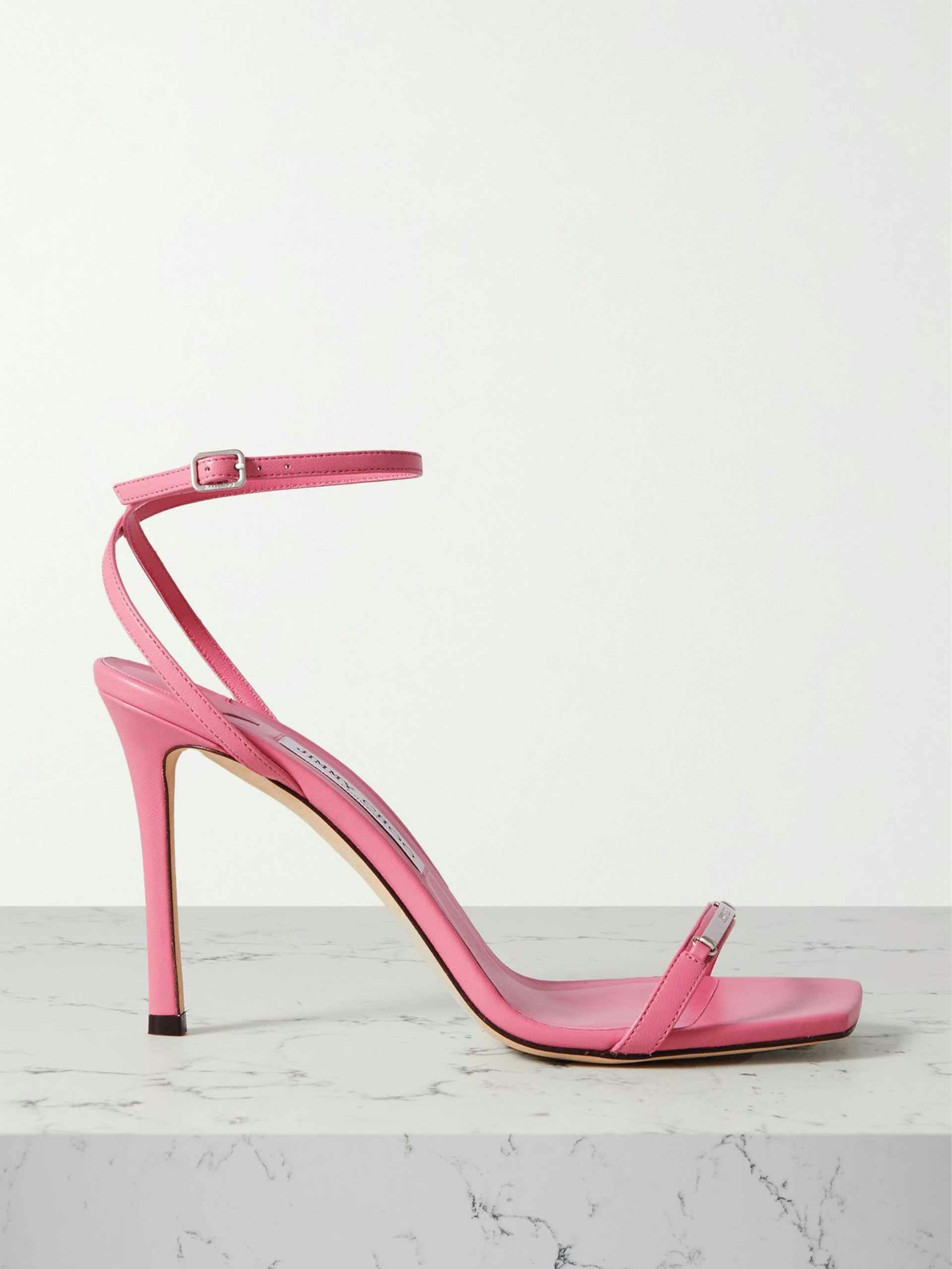 Pink leather heels