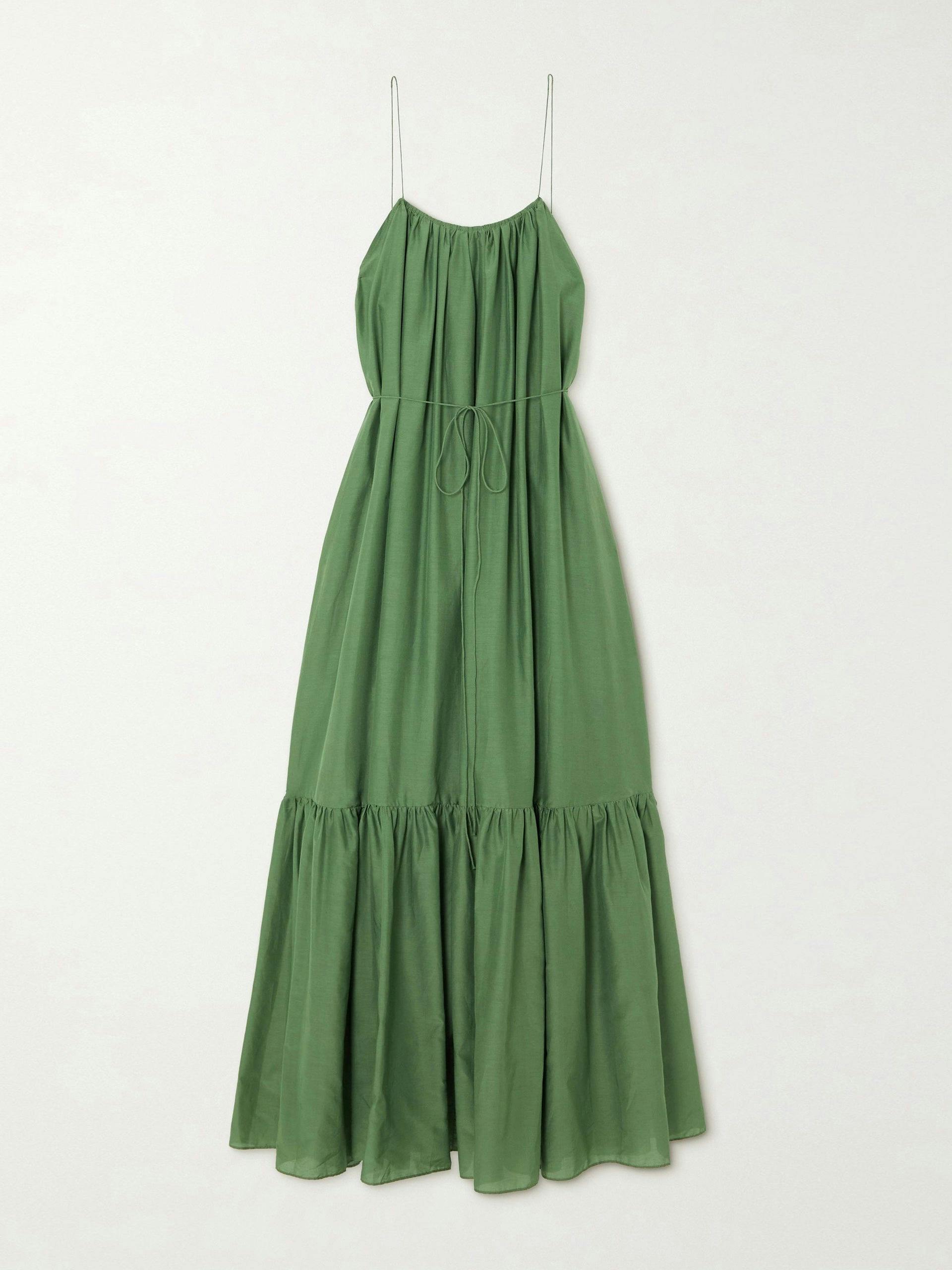 Tiered cotton and silk-blend maxi dress