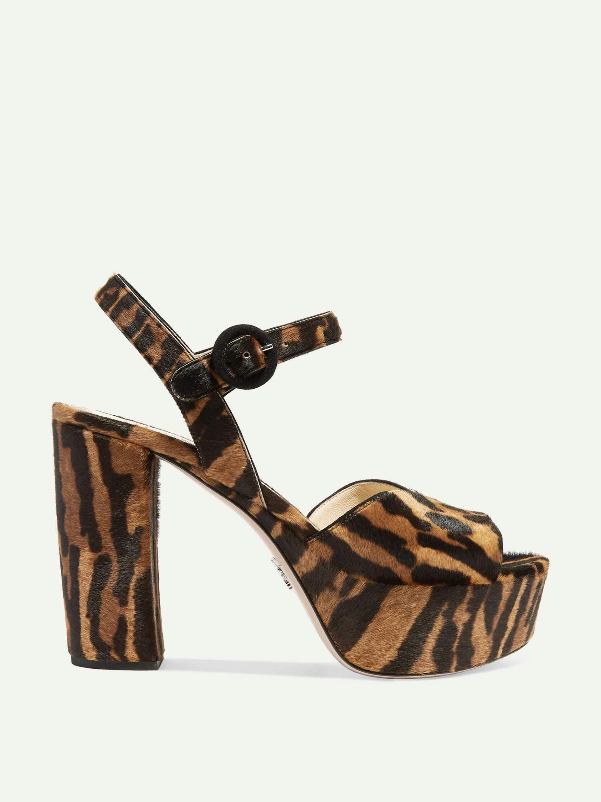 Leopard-print platform sandals