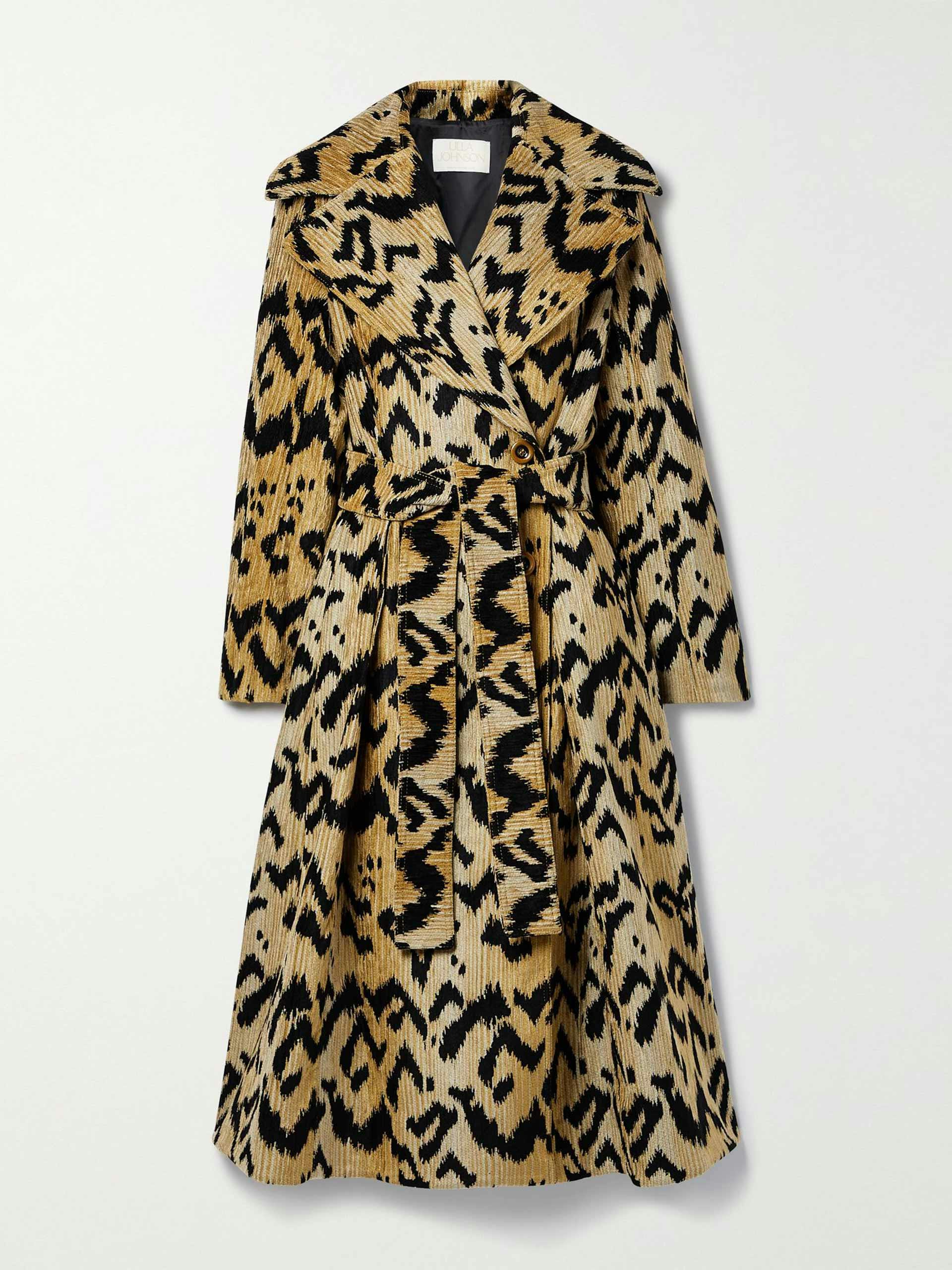 Umbra belted chenille-jacquard coat