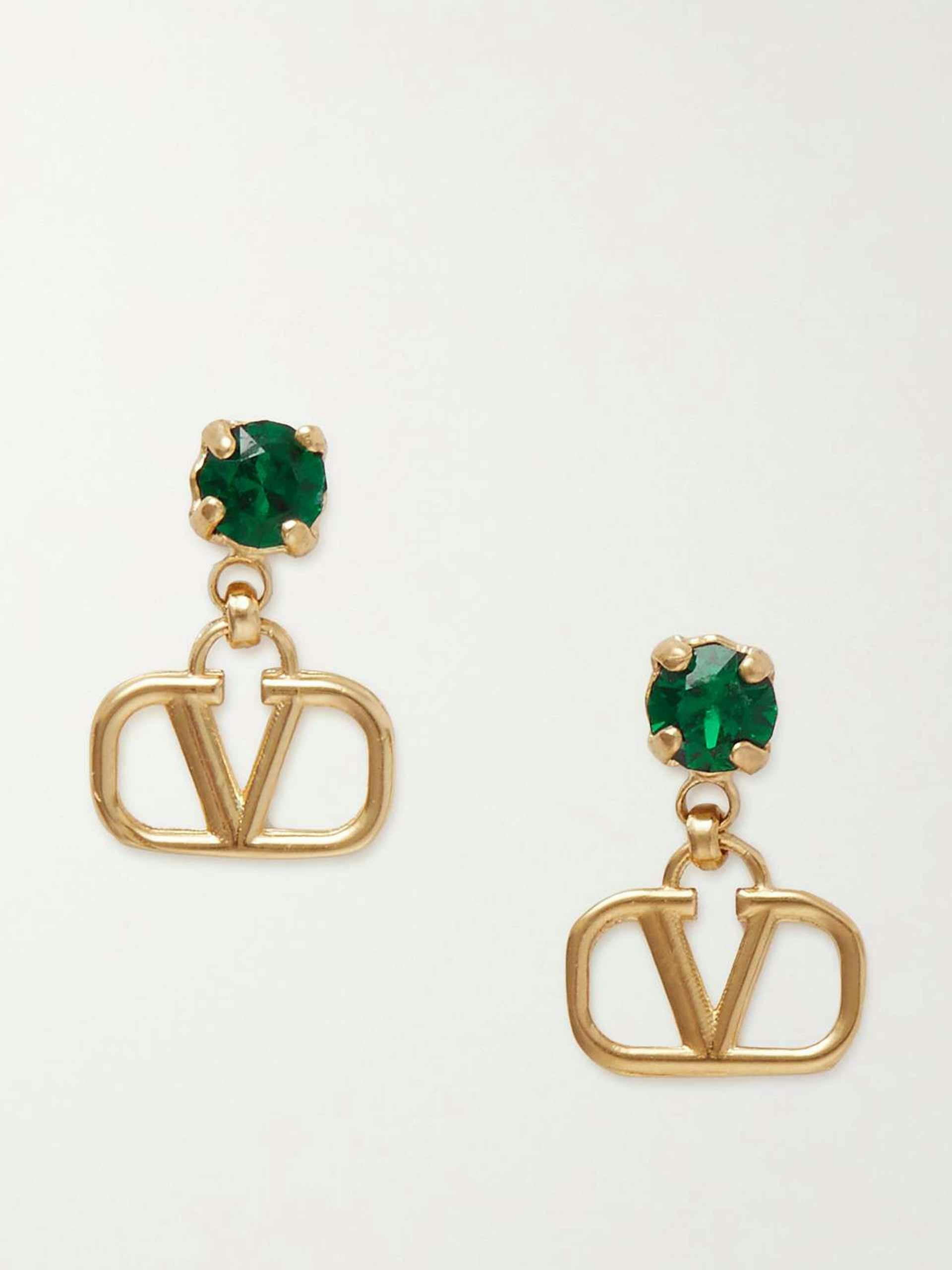 Gold tone crystal earrings