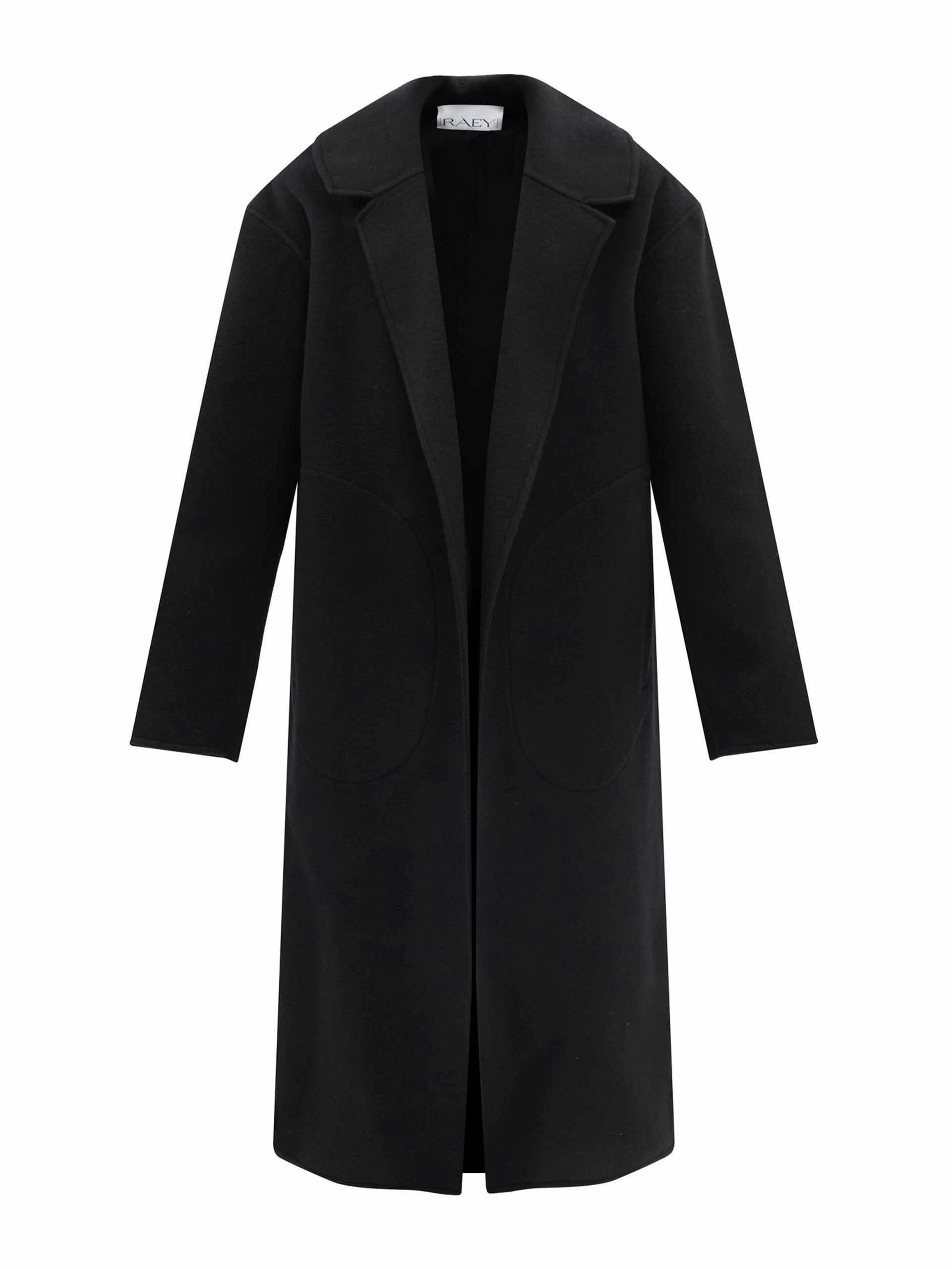 Exaggerated shoulder wool coat