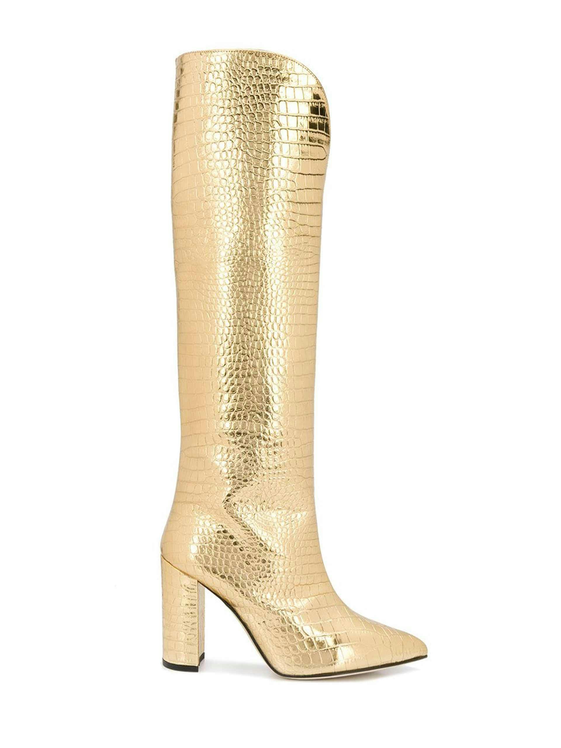 Gold knee-high boots