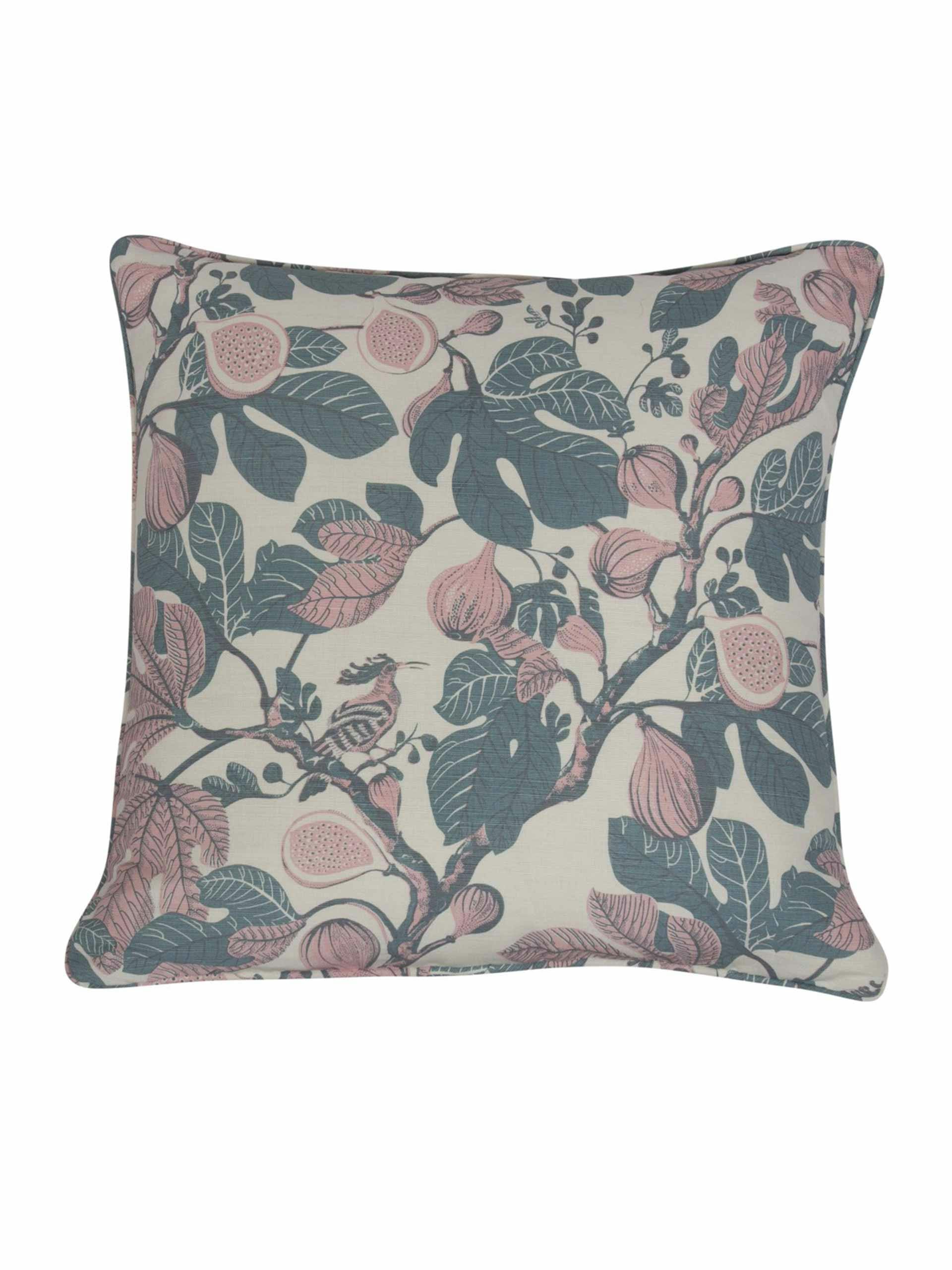Hand printed fig motif cushion