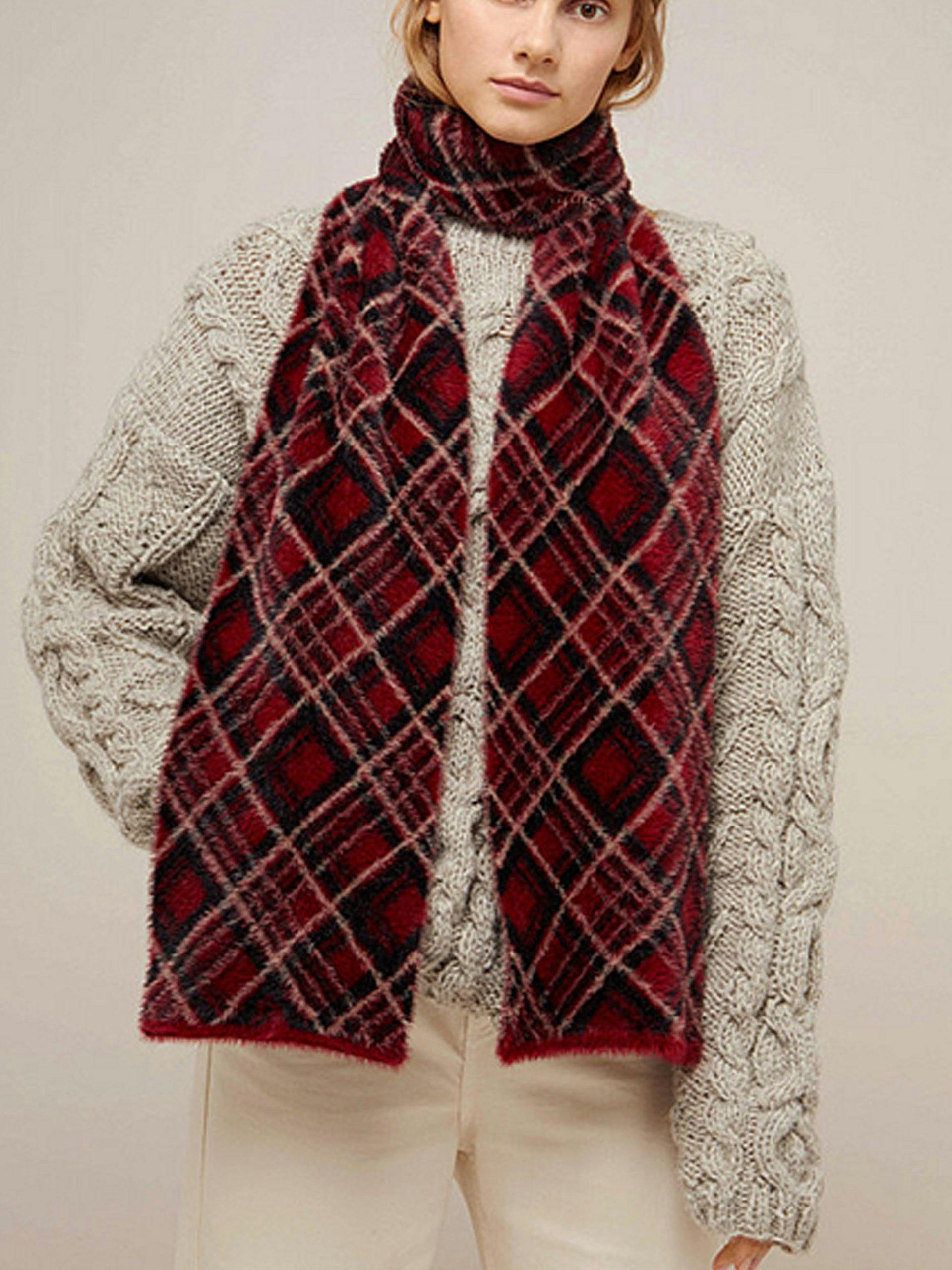 Soft red check scarf