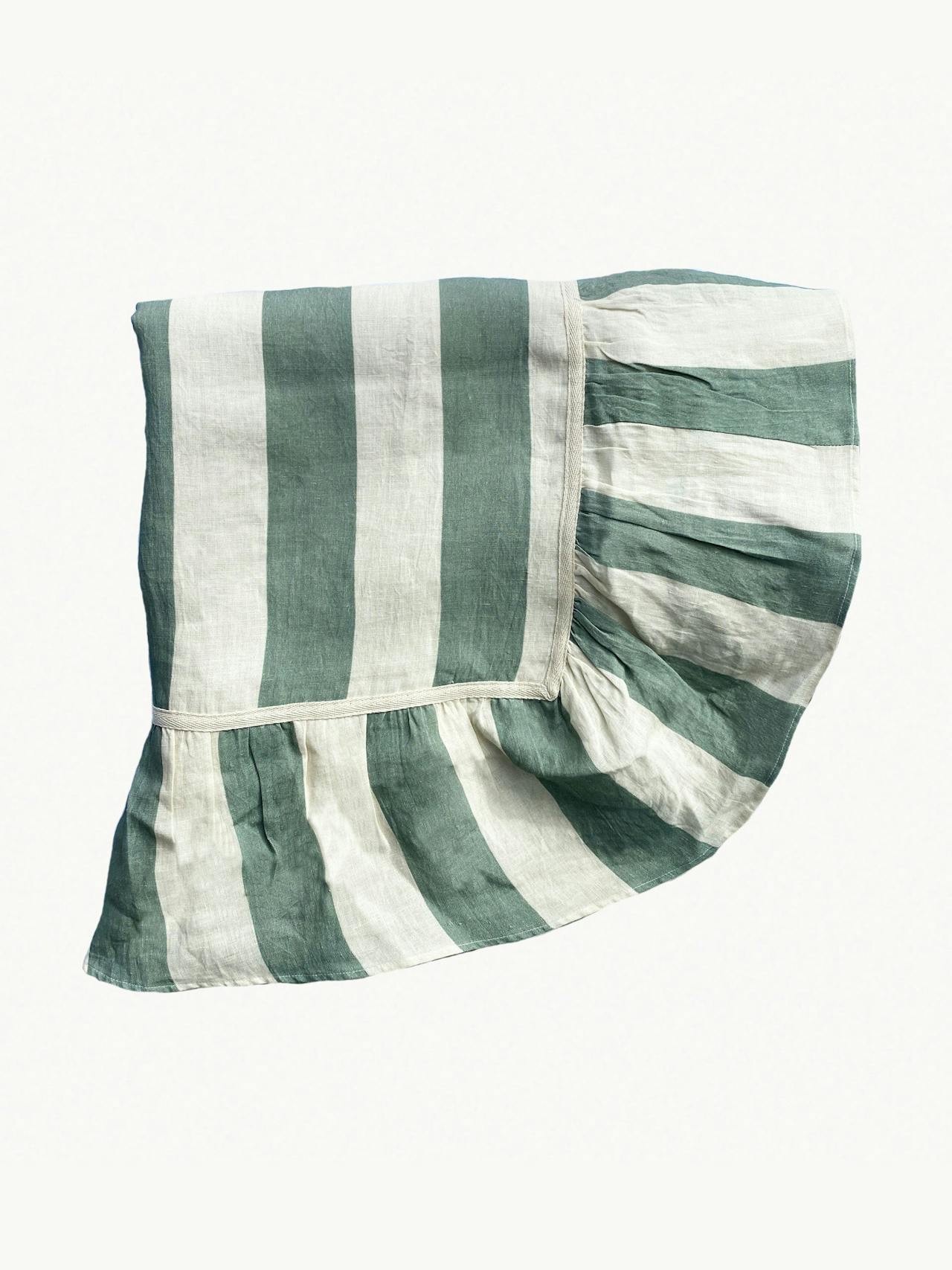 Sea green wide stripe tablecloth