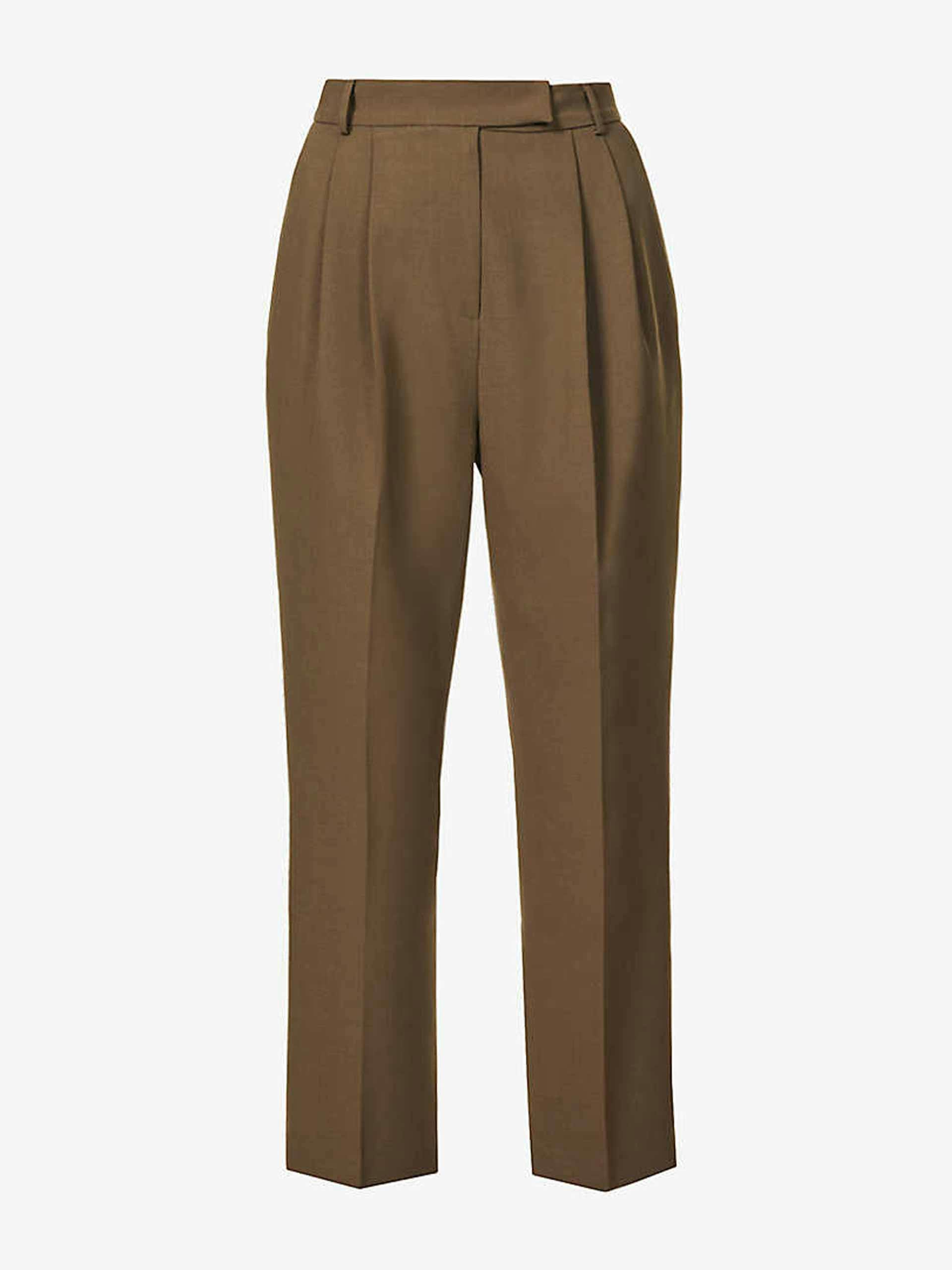 Brown tapered high-rise trousers