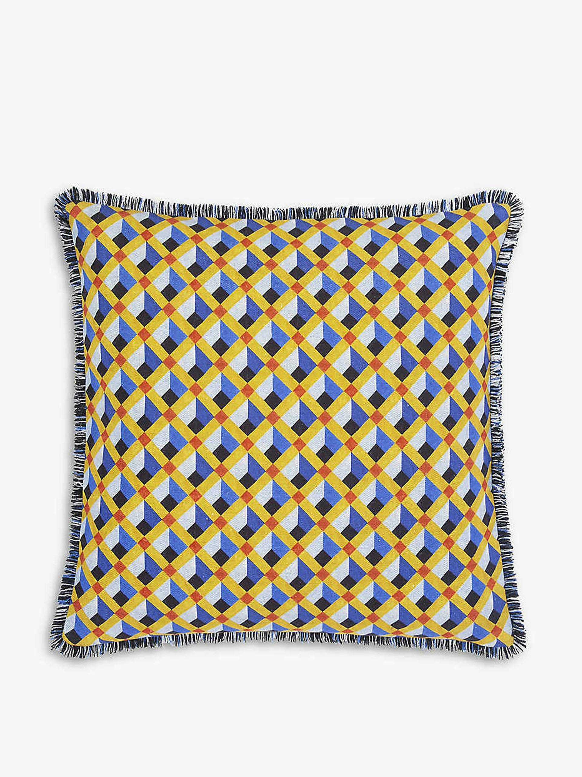 Mosaico graphic-print linen cushion