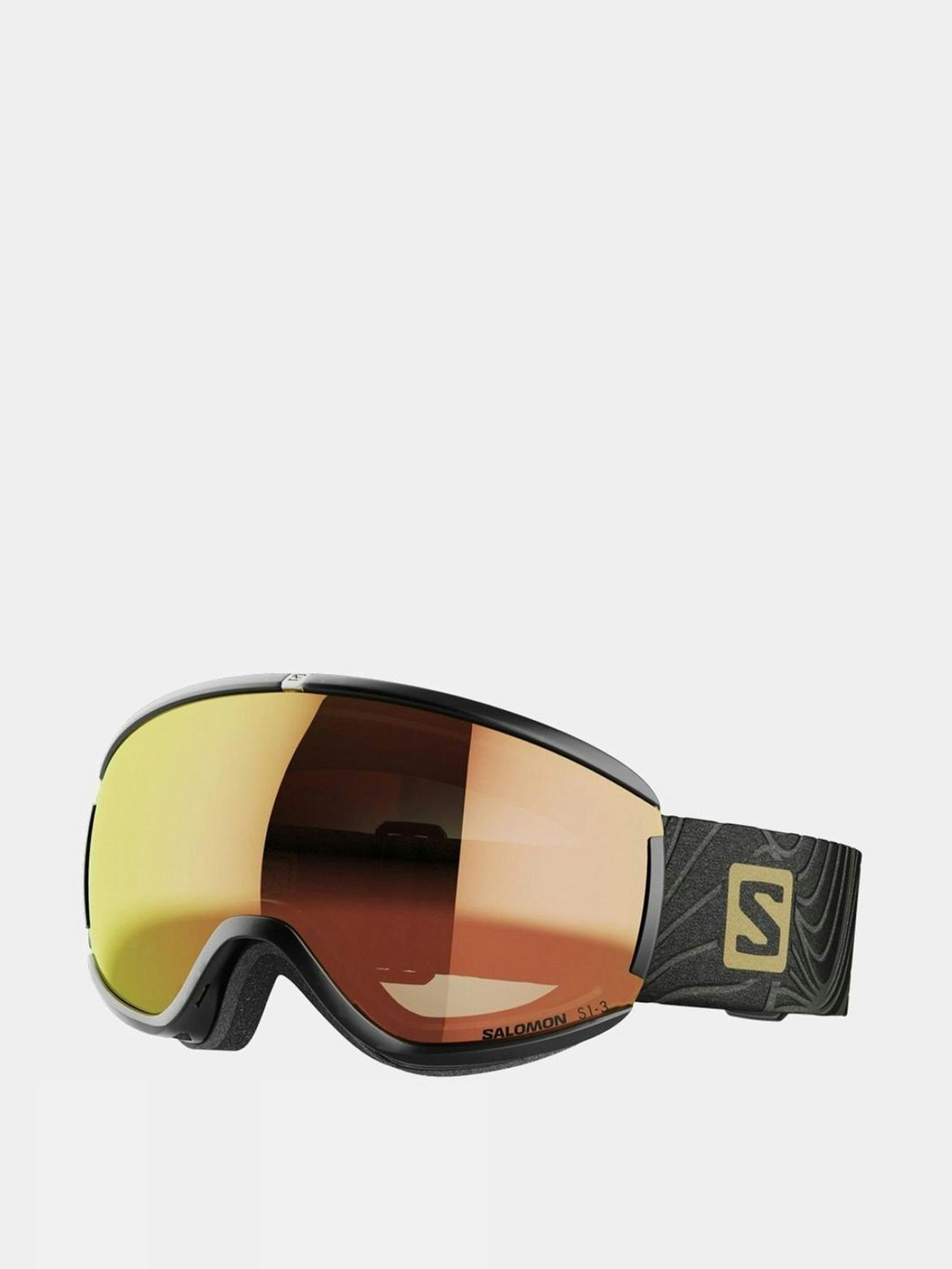 Photochromic orange and black ski goggles