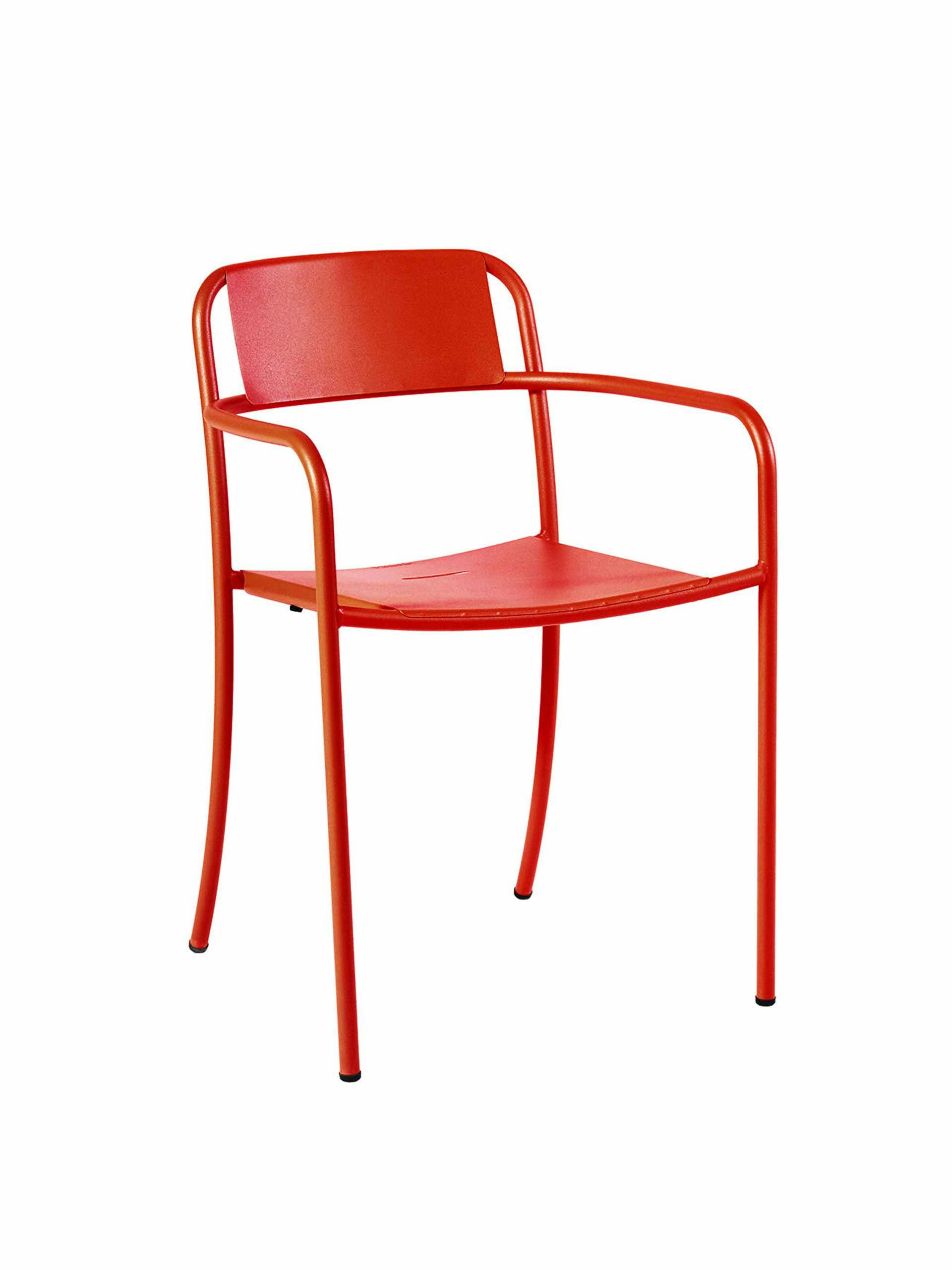 Stainless steel red armchair