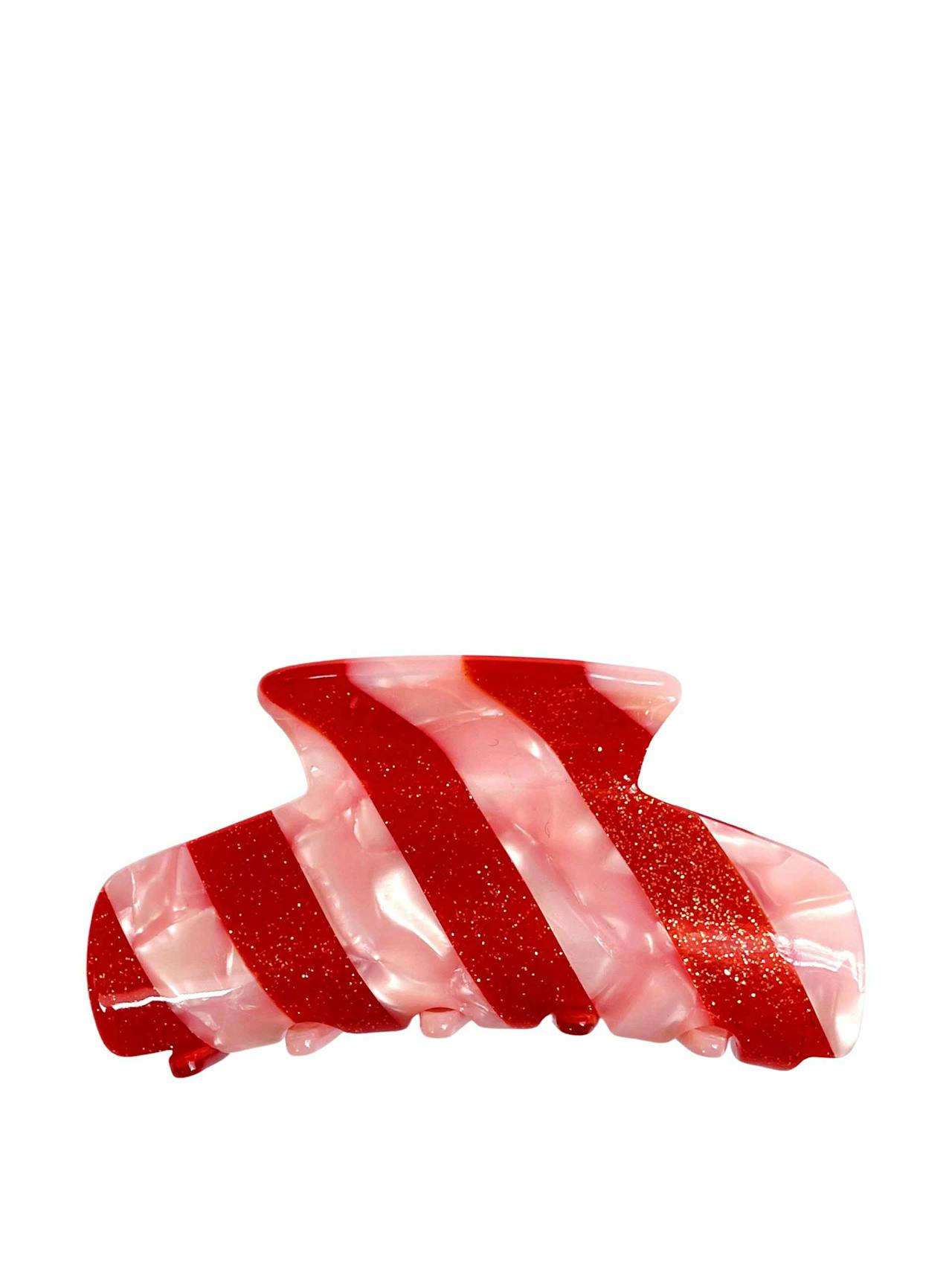 Red and pink stripe hair clip