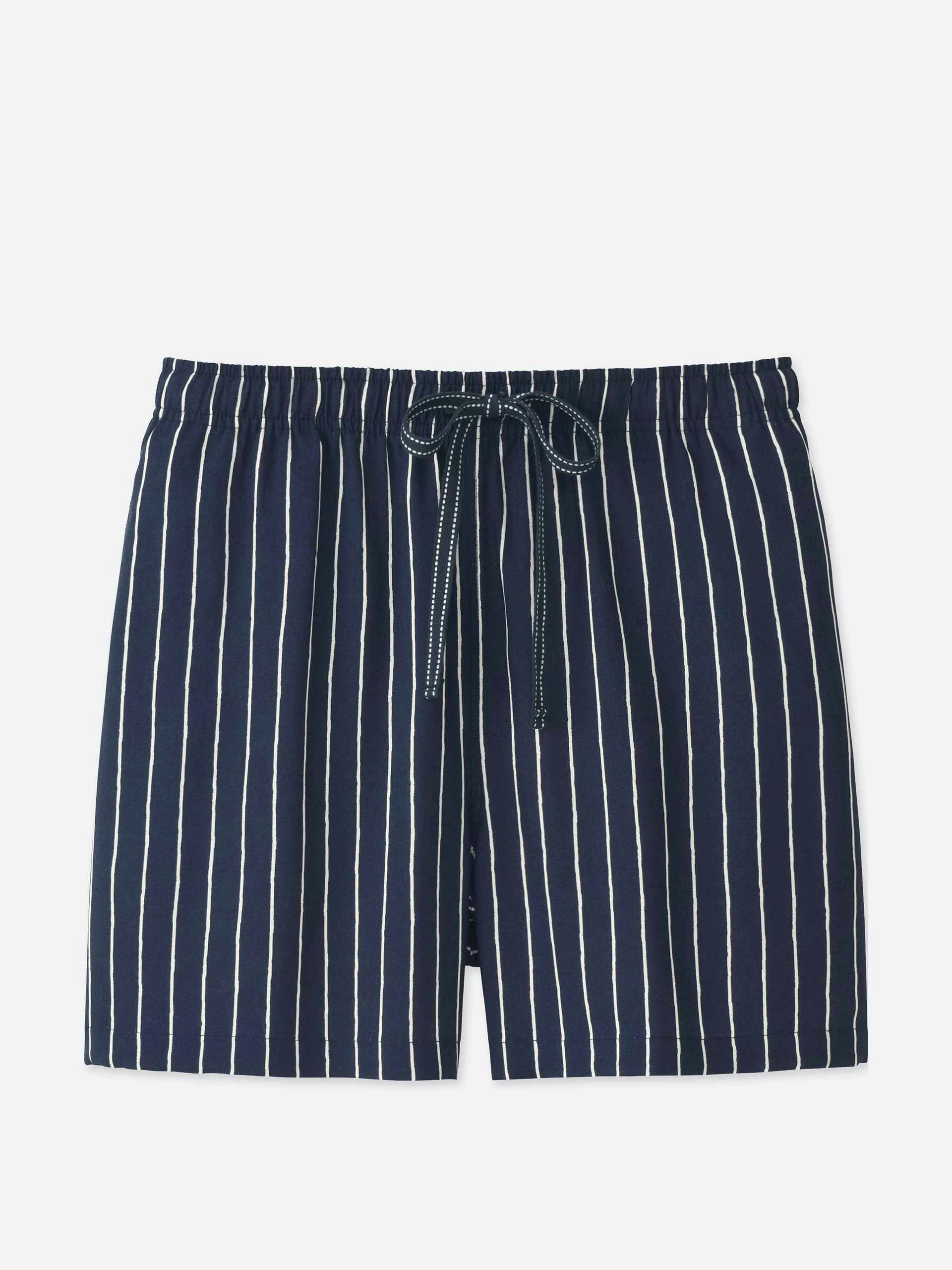 Blue linen striped shorts