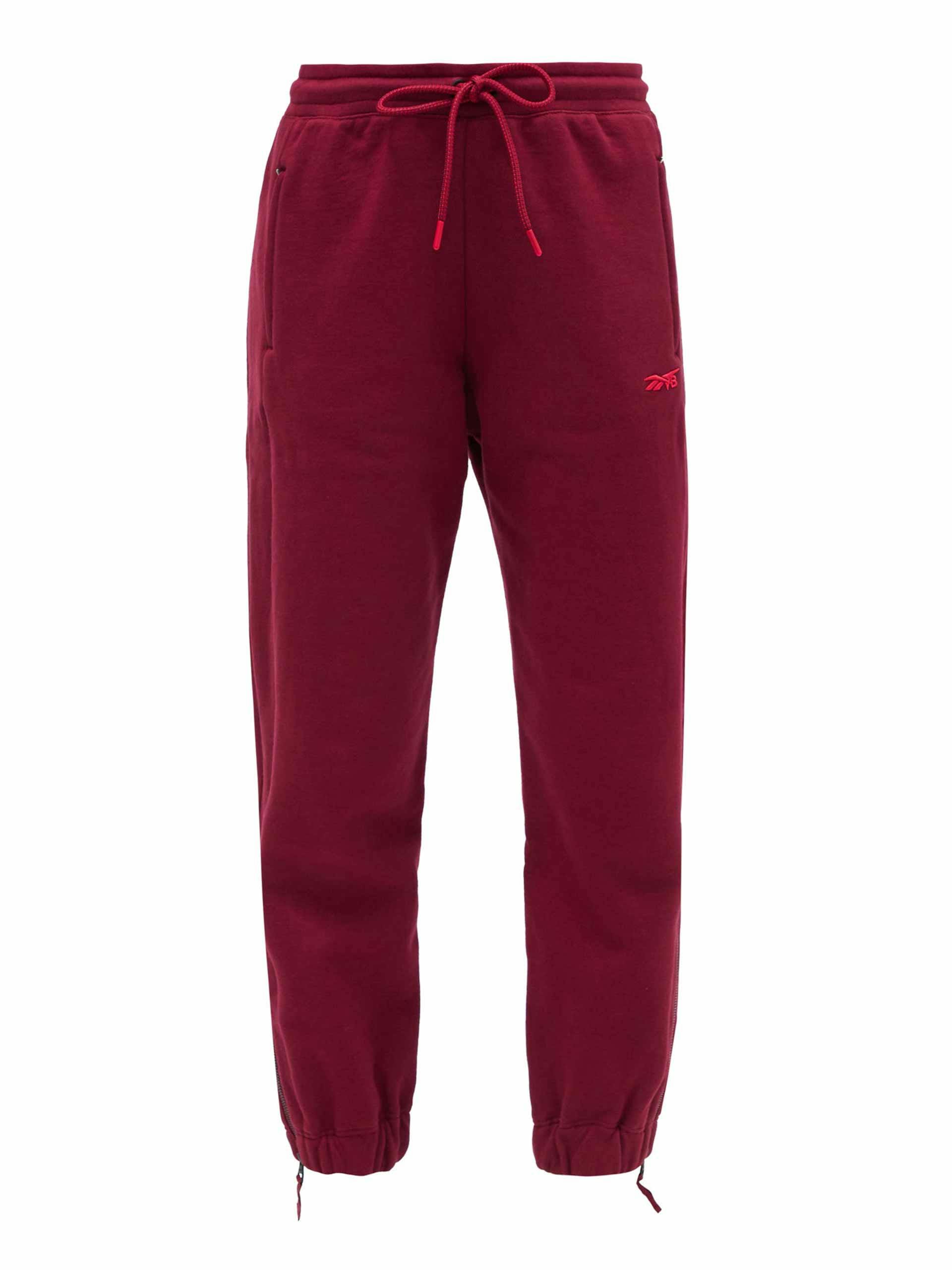 Red drawstring waist cotton track pants